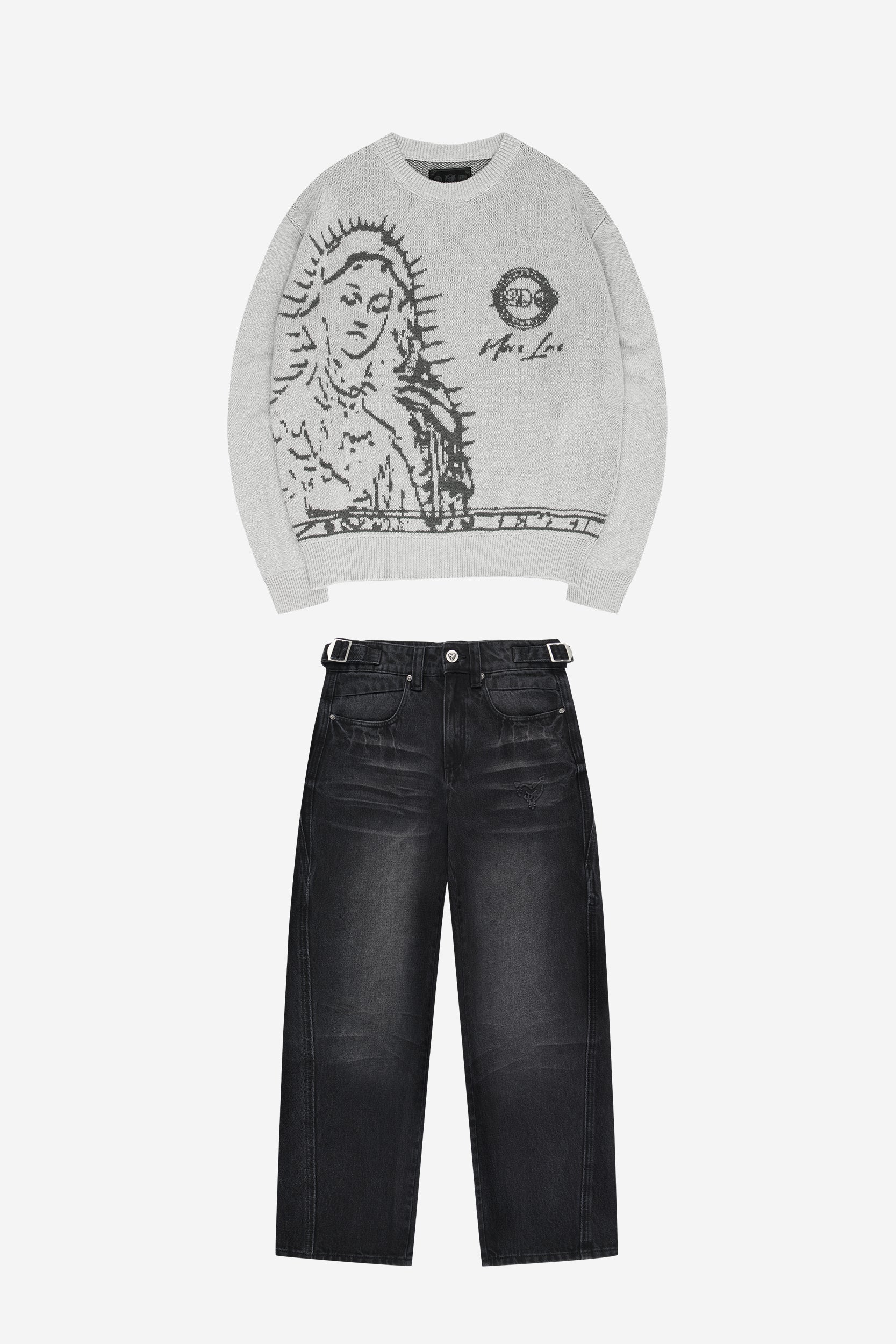 MORE BLESSINGS KNIT GREY + DISTINCTIVE DENIM BLACK