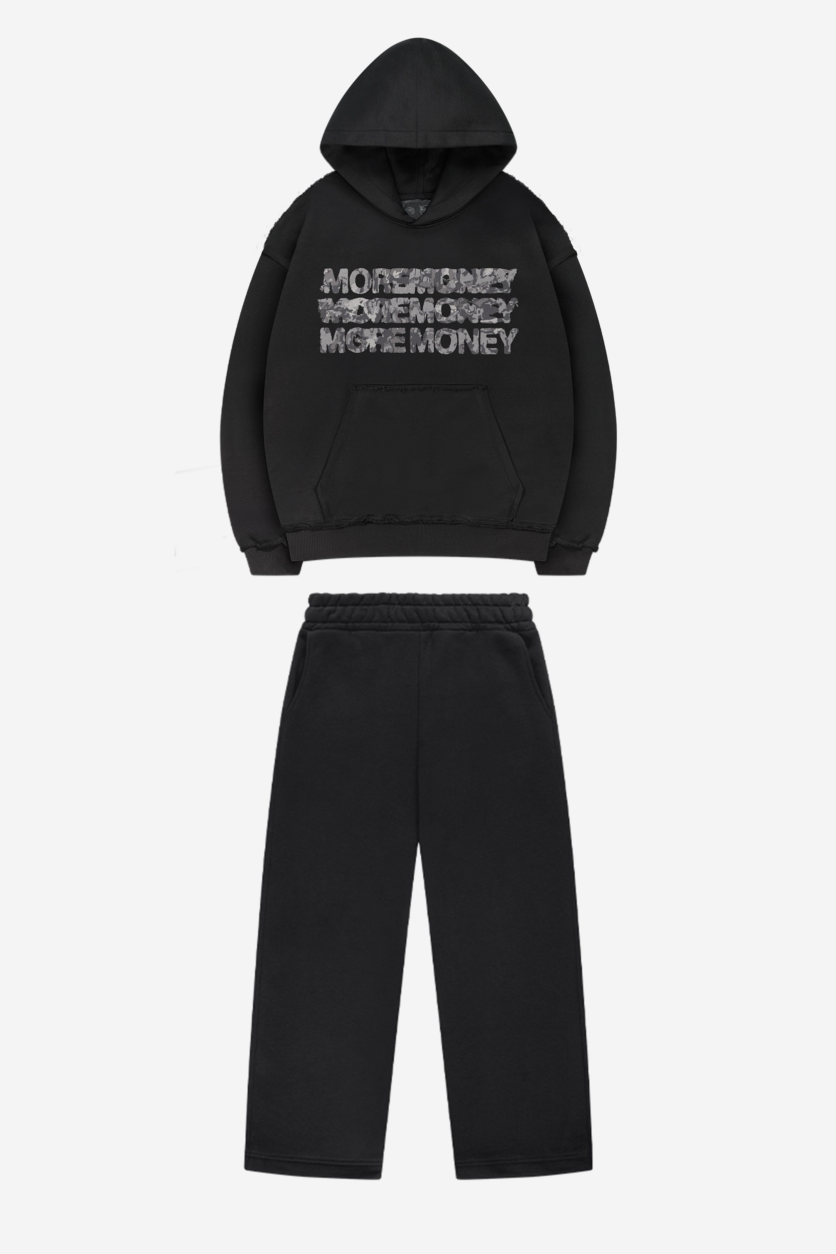 MONEY CALLING FLATLOCK HOODIE + OPEN LEG JOGGER BLACK