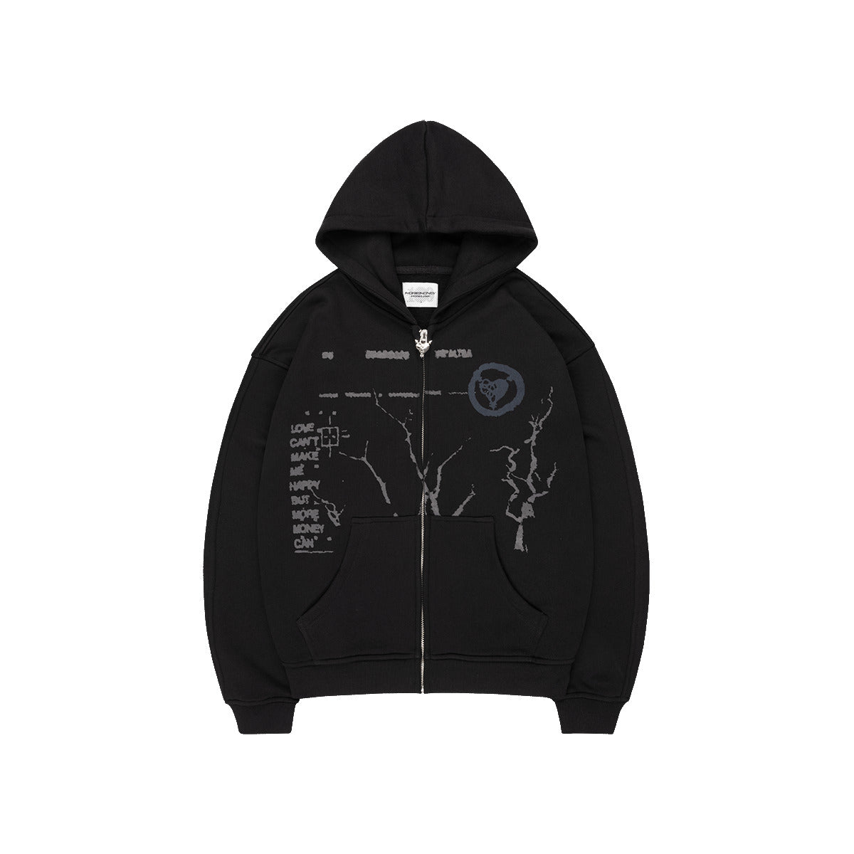 MONEY ROOTED ZIP ALL BLACK