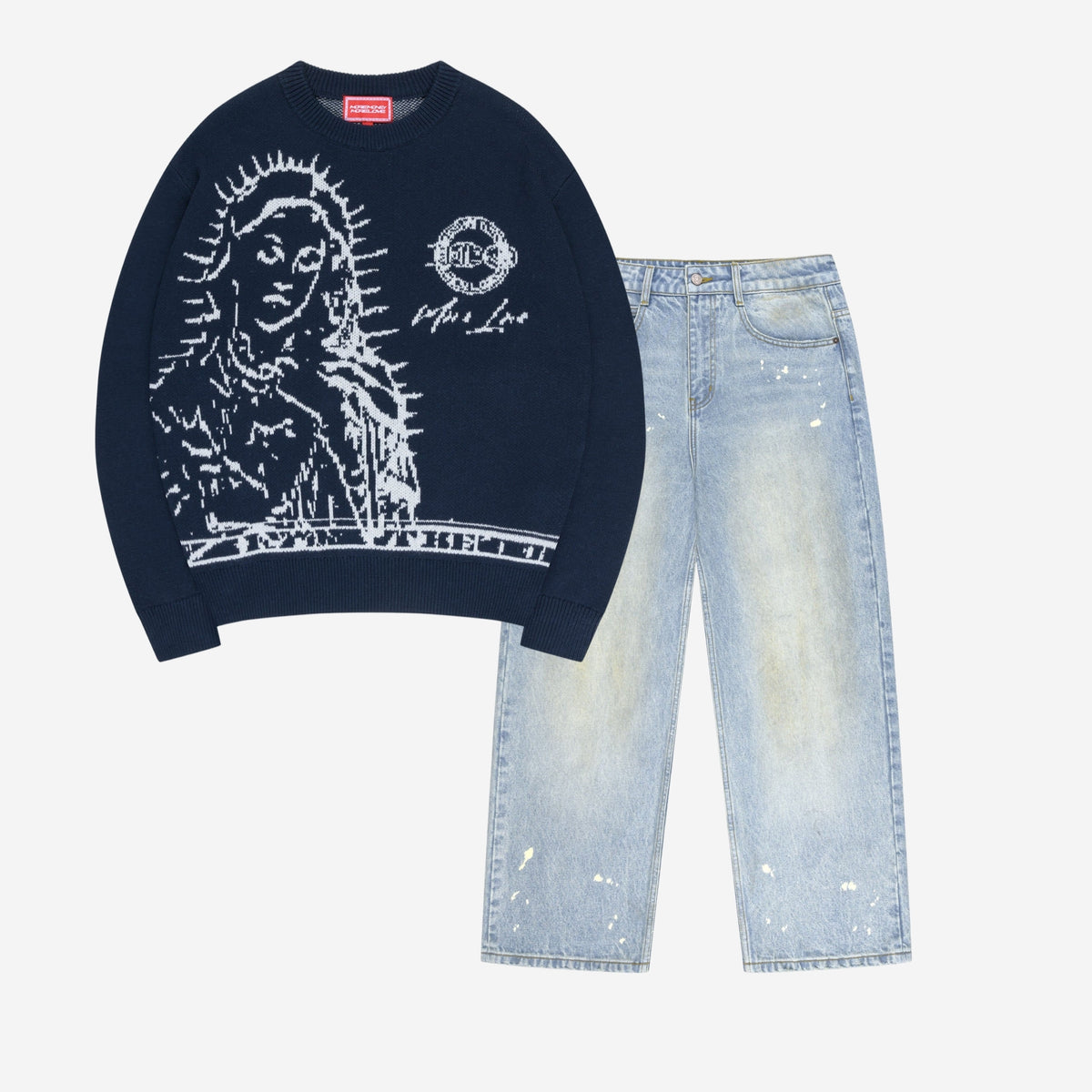 MORE BLESSINGS KNIT NAVY + UTILITY DENIM VINTAGE BLUE