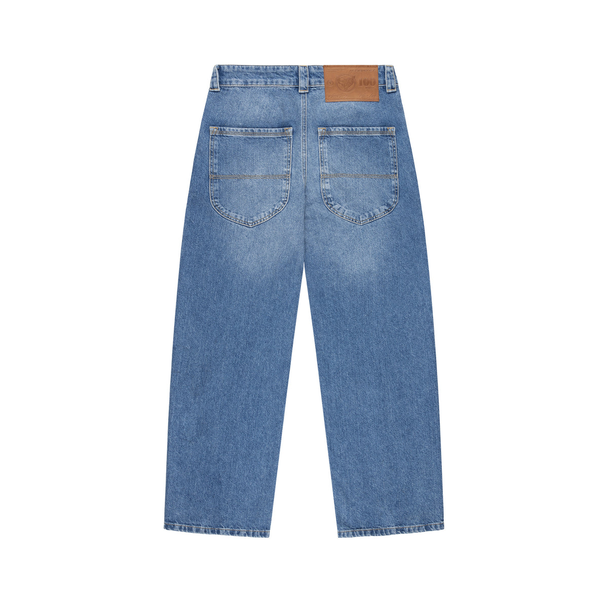 MORE MONEY LOGO BAGGY DENIM BLUE