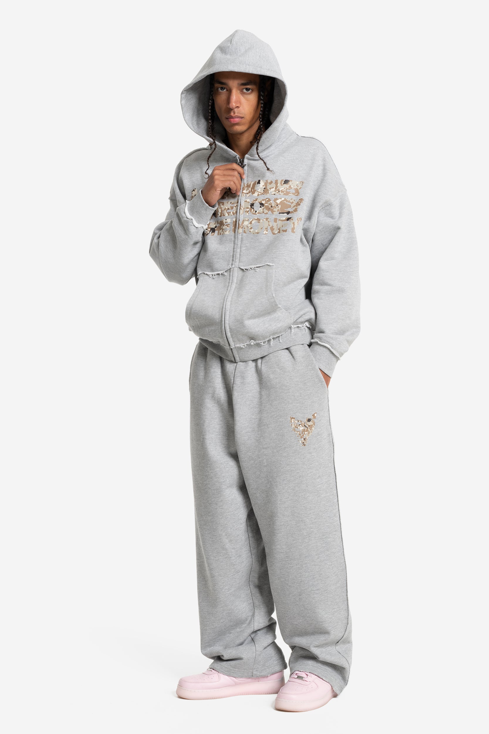 MONEY CALLING FLATLOCK ZIP + JOGGER GREY MELANGE