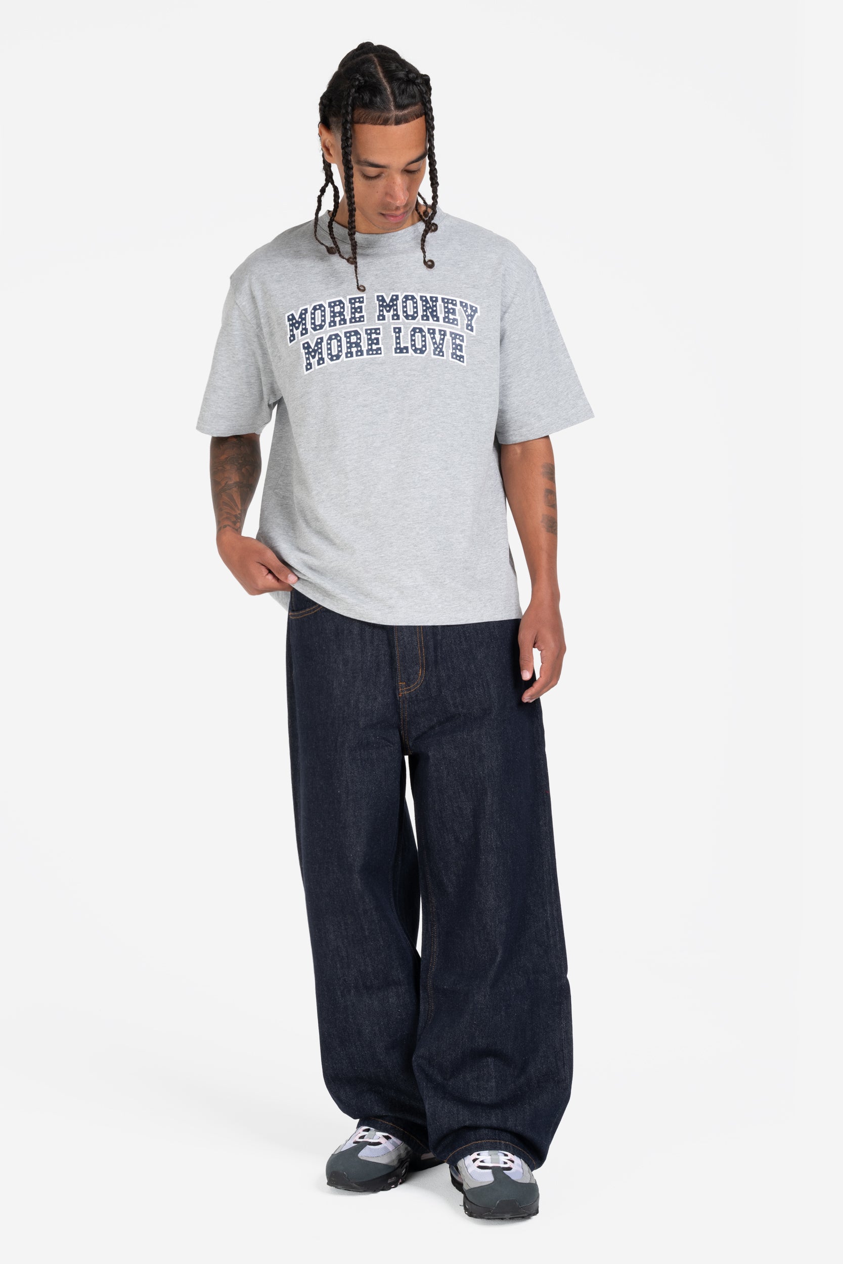 MORE MONEY STUDS TEE GREY MELANGE