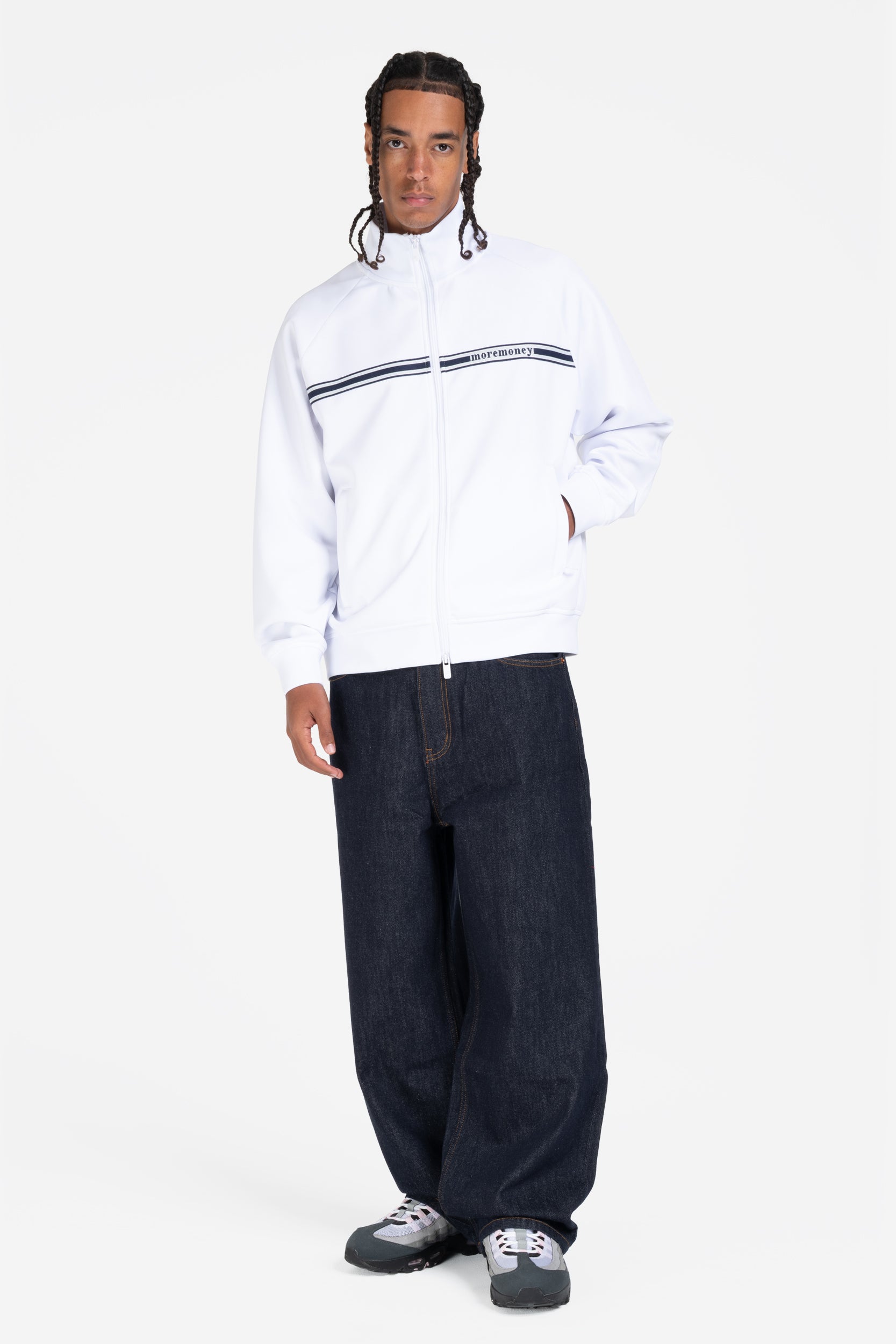 STRIPED TRACK JACKET WHITE