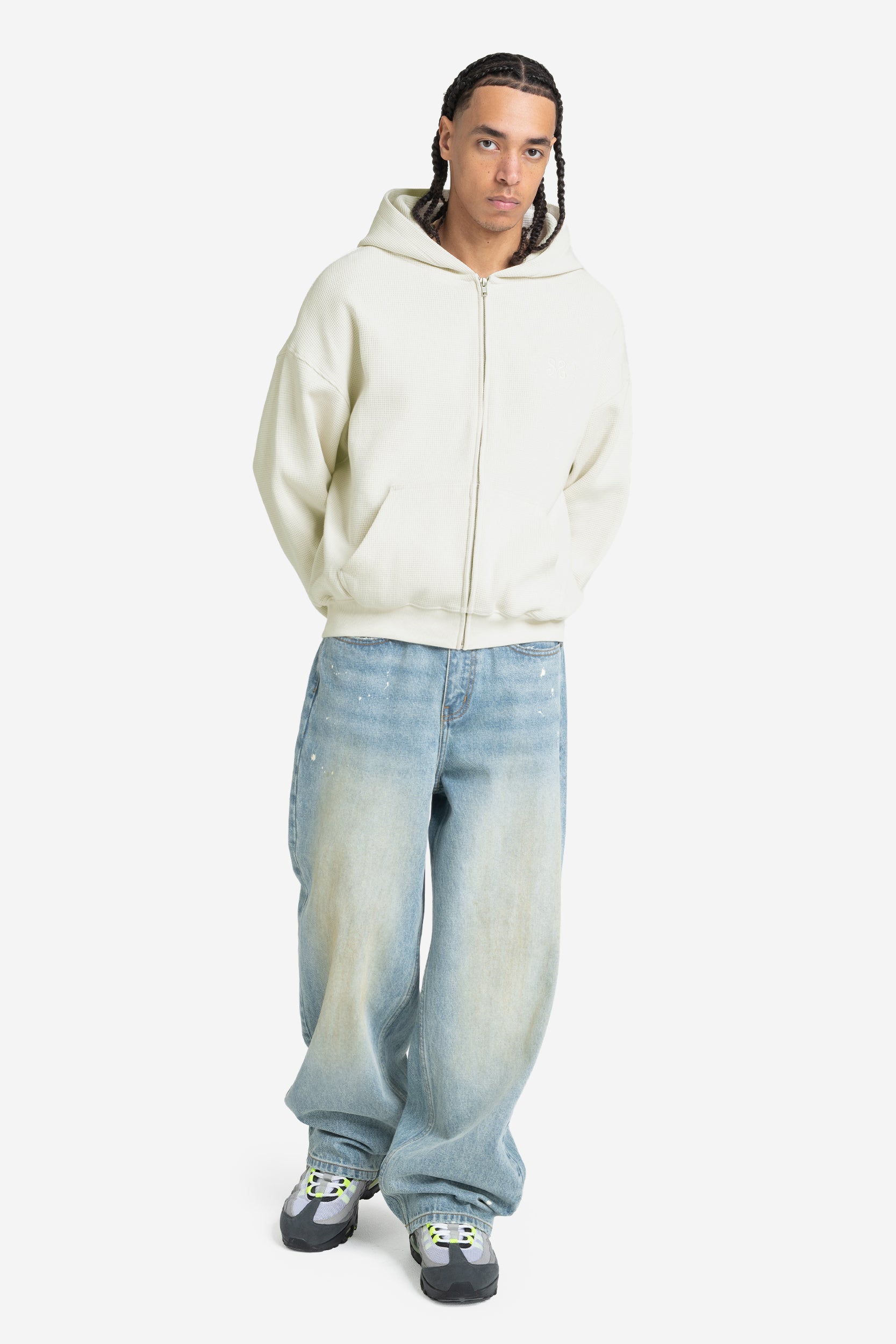 LEGACY WAFFLE ZIP HOODIE CREAM