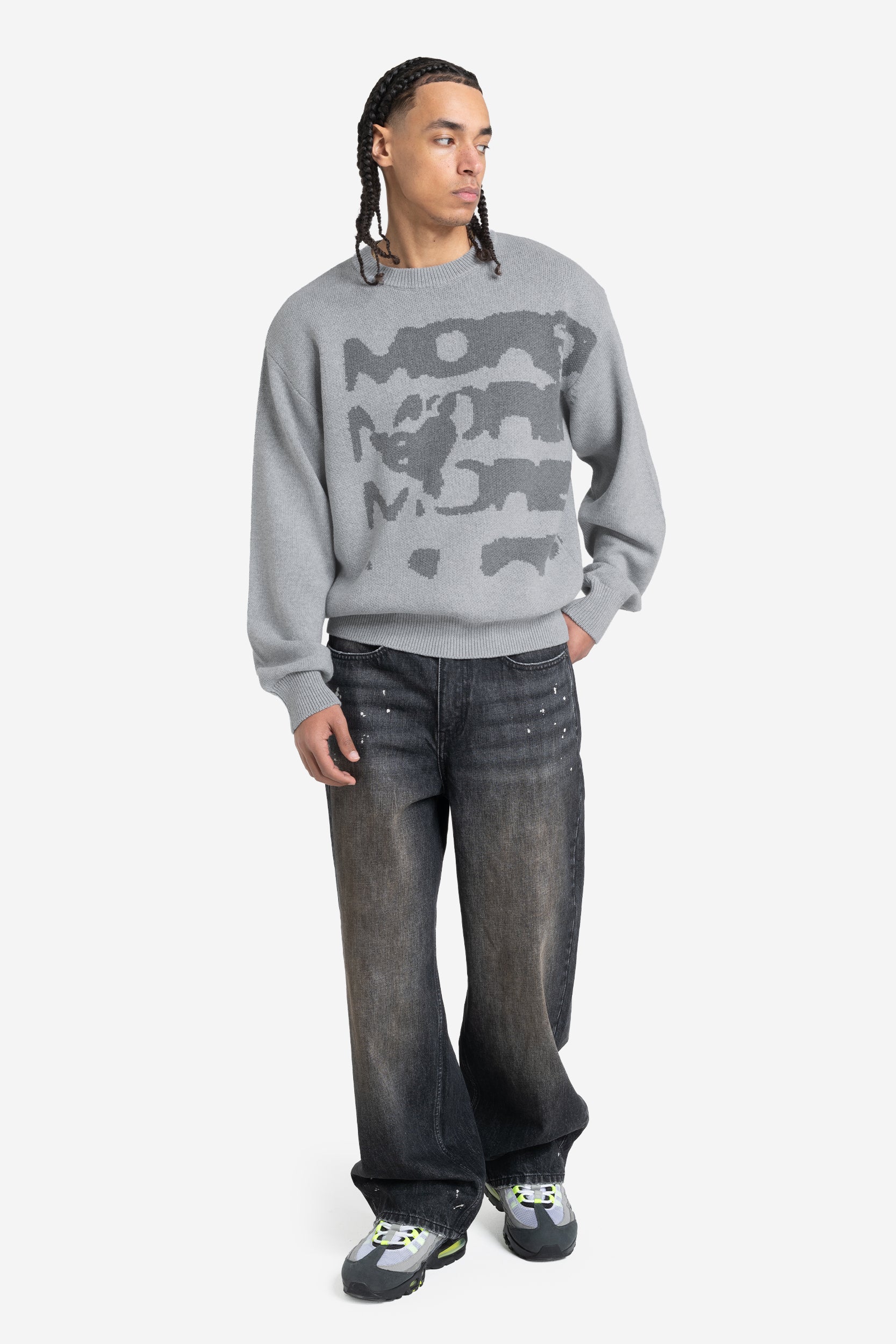 RADIANT CASH KNIT DARK GREY MELANGE + UTILITY DENIM CONCRETE GREY