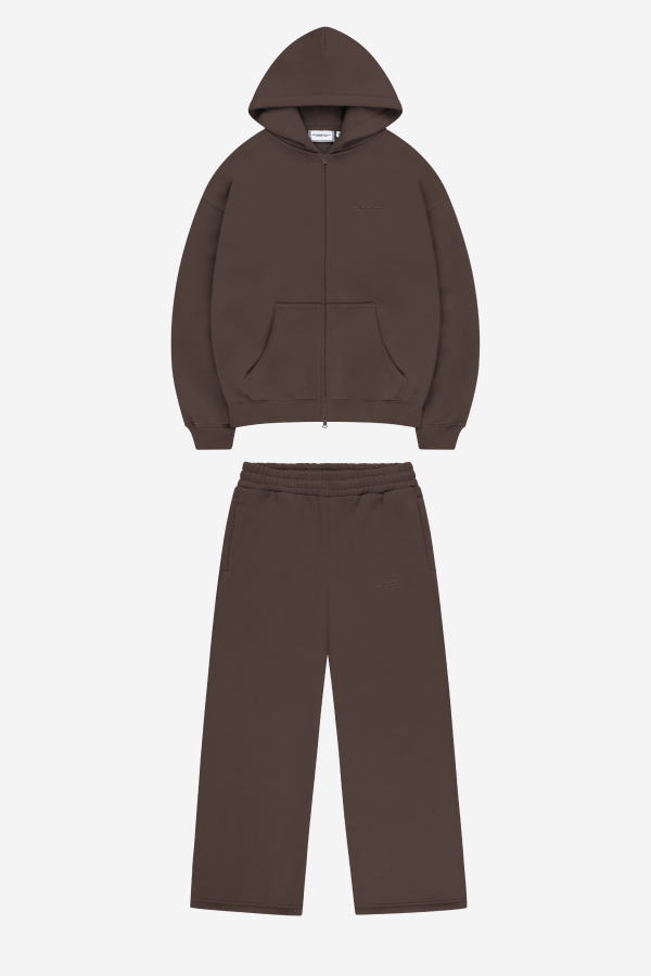 CLOUDS ZIP + JOGGER BROWN