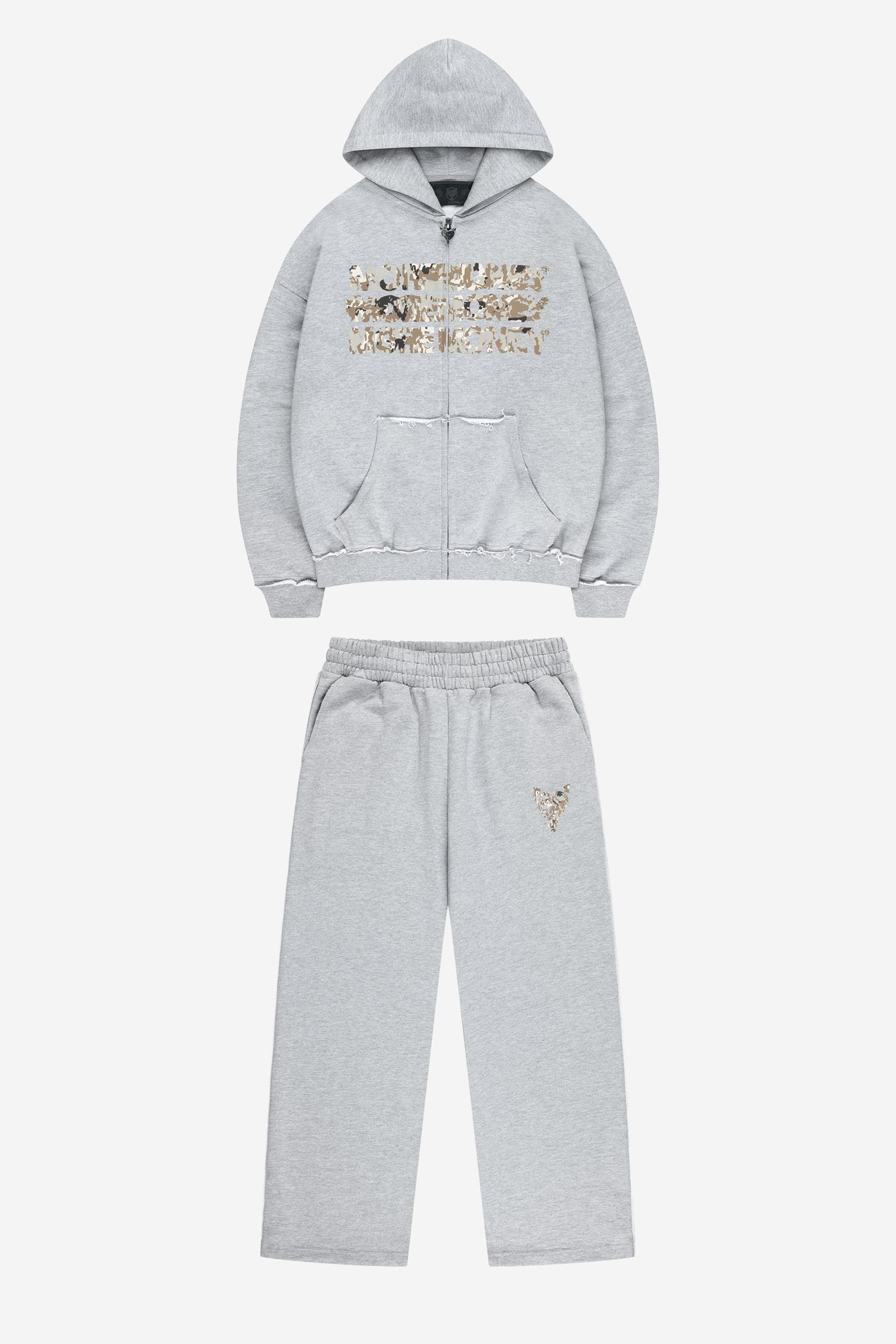 MONEY CALLING FLATLOCK ZIP + JOGGER GREY MELANGE