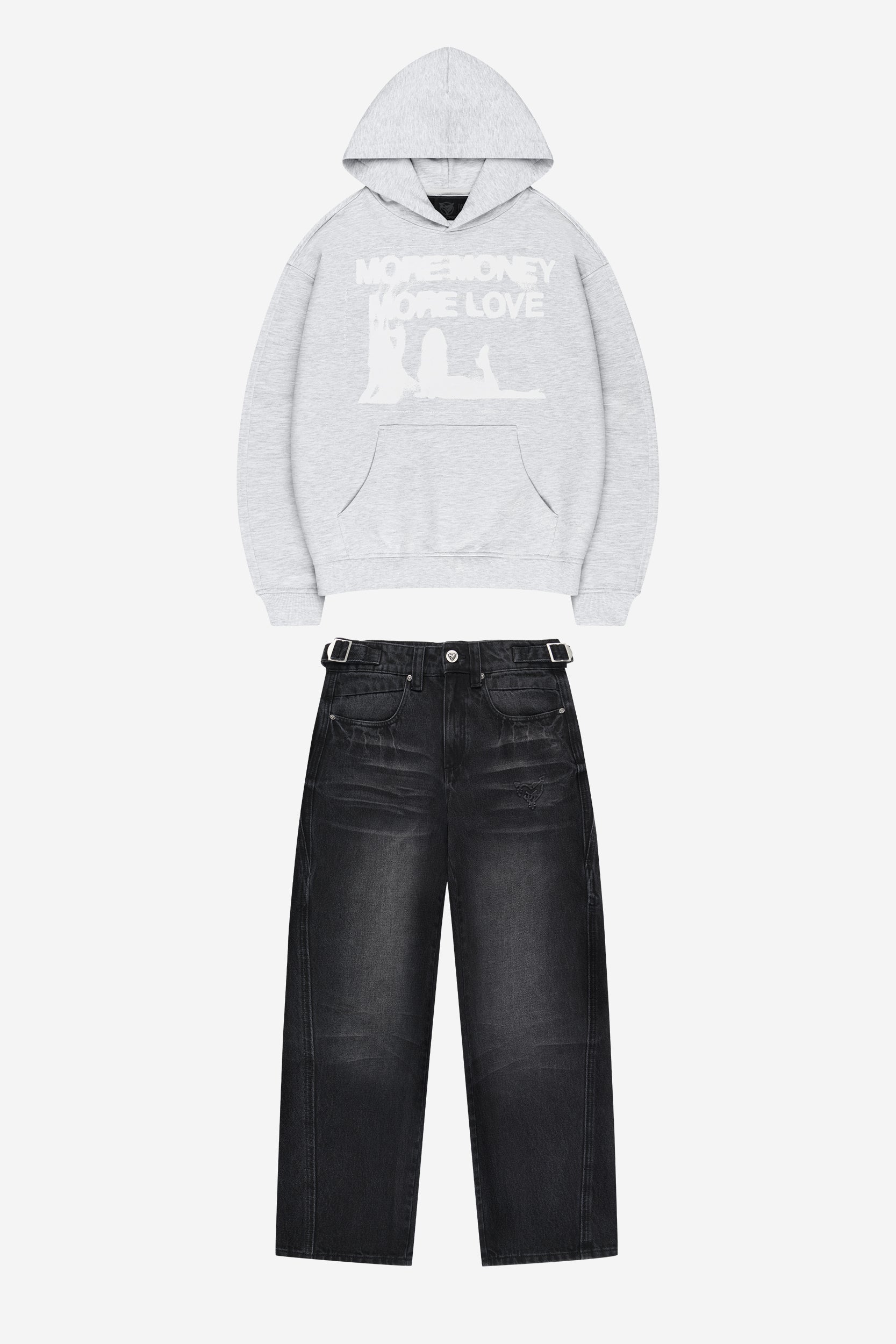 WET DREAM HOODIE GREY MELANGE + DISTINCTIVE DENIM BLACK