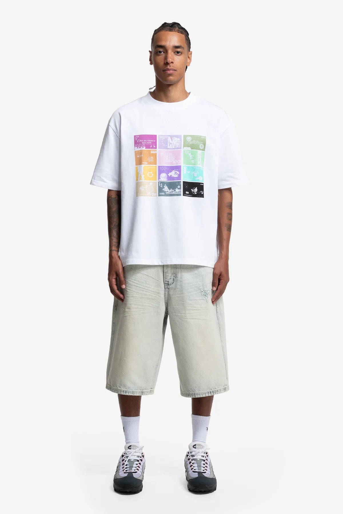 BILLS TEE WHITE + DISTINCTIVE JORTS BLUE