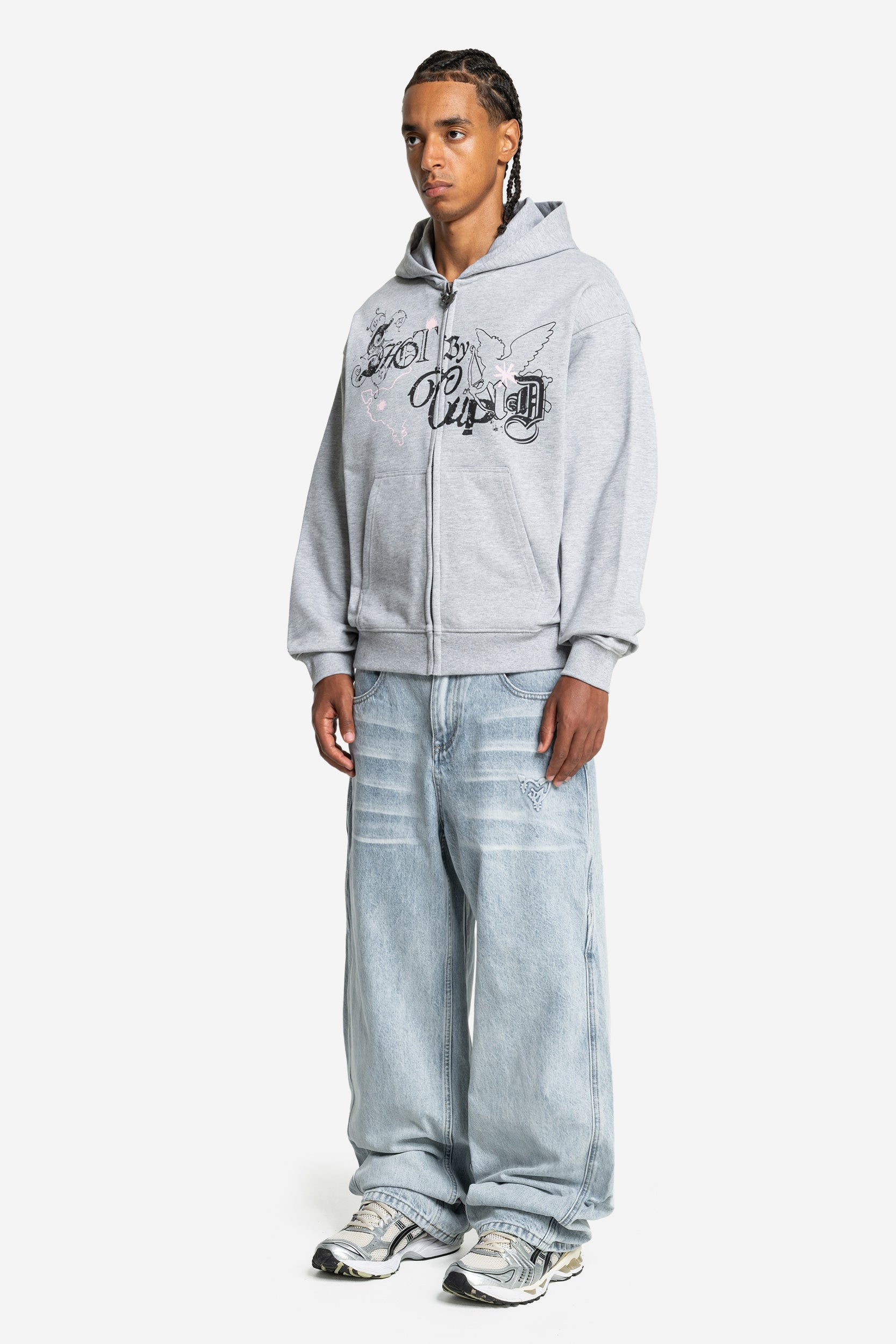 DISTINCTIVE BAGGY DENIM MID BLUE