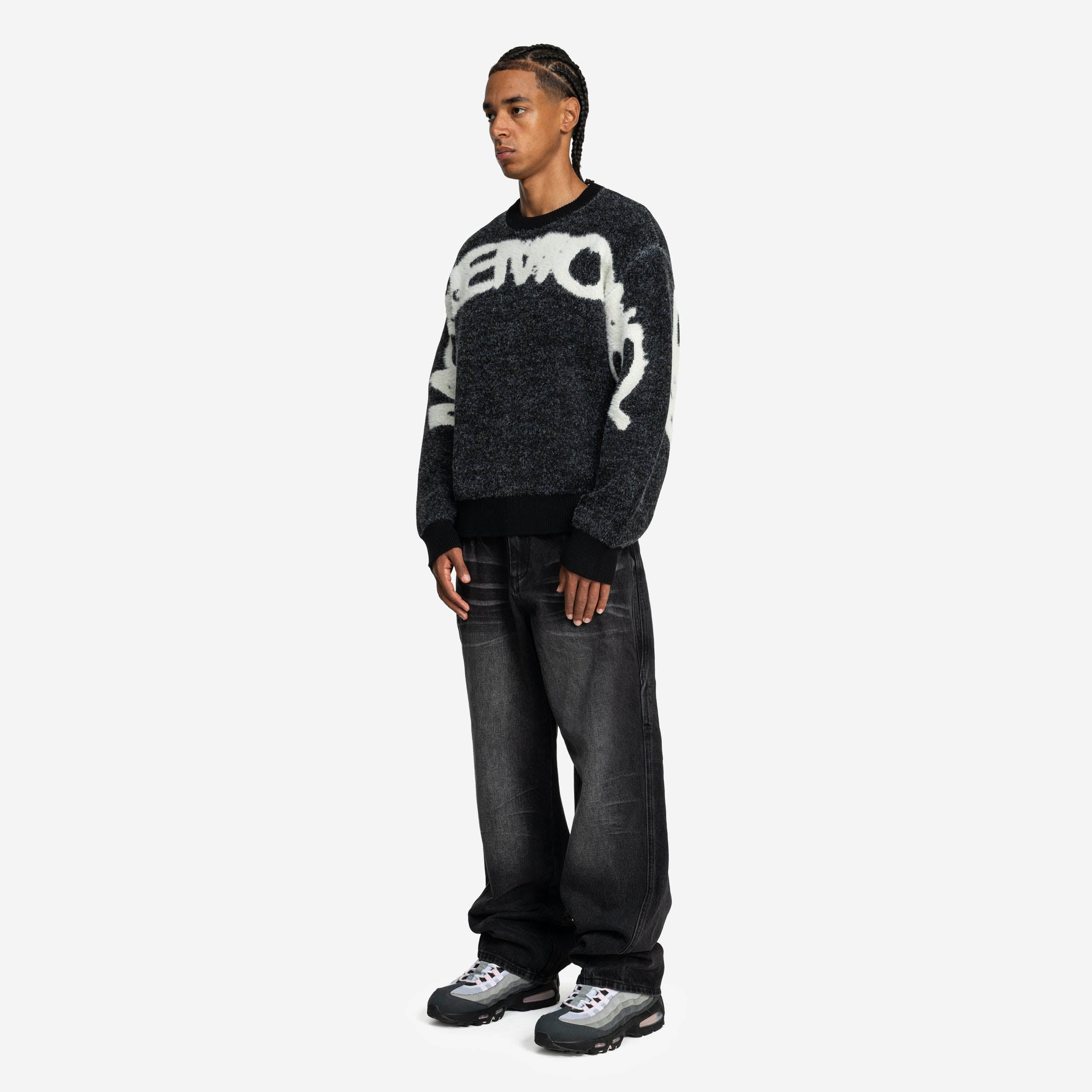 FURRY KNIT SWEATER BLACK