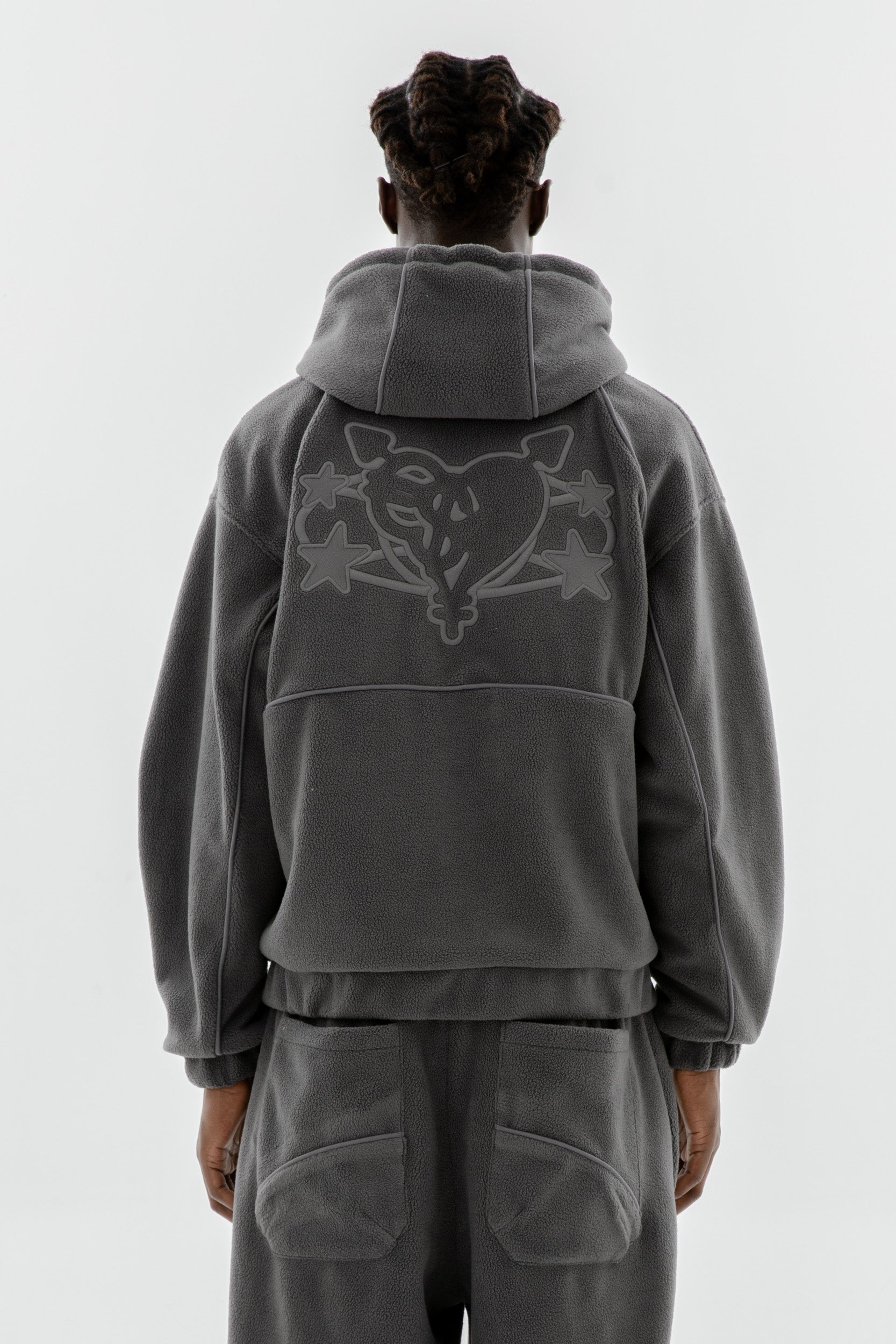 STAR WREATH FLEECE ZIP TORNADO GREY