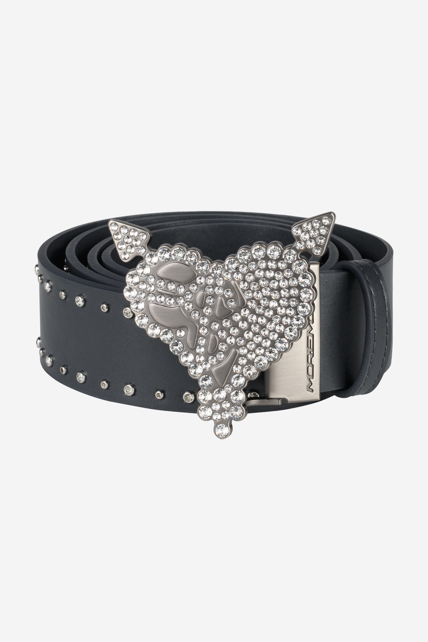 RHINTESTONE HEART BELT DARK GREY