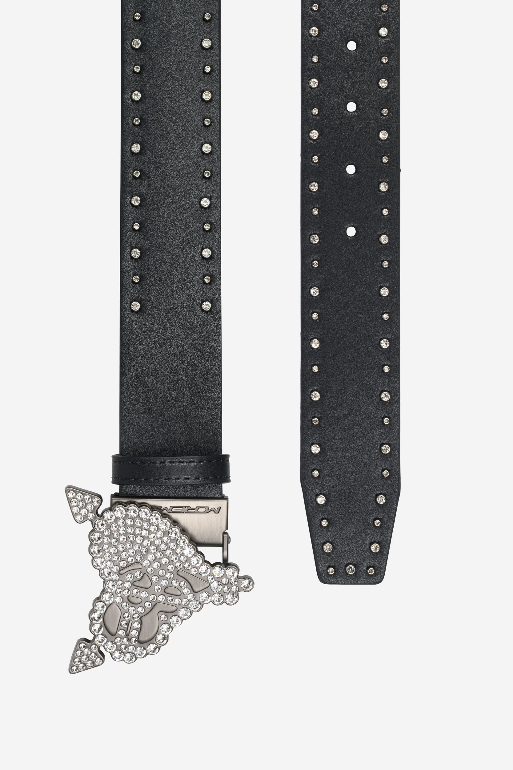 RHINTESTONE HEART BELT DARK GREY