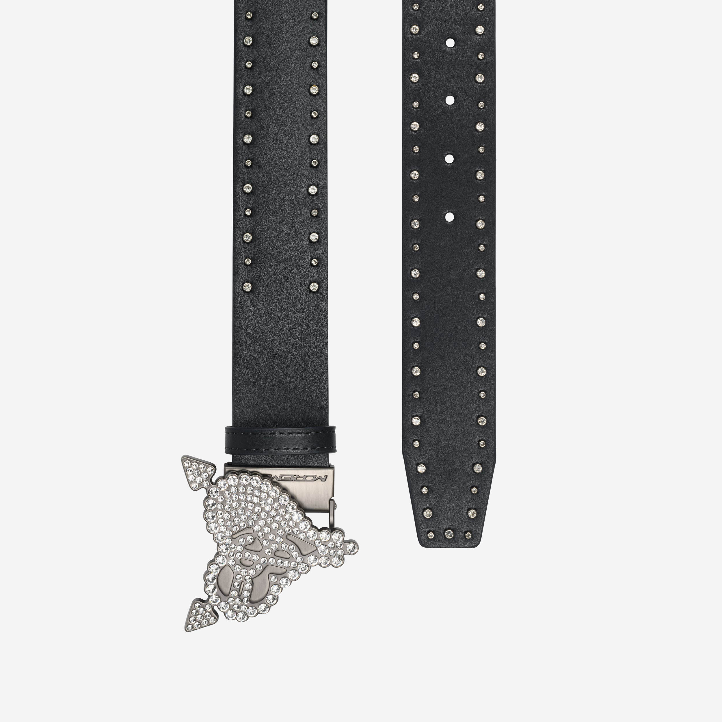 RHINTESTONE HEART BELT DARK GRAY