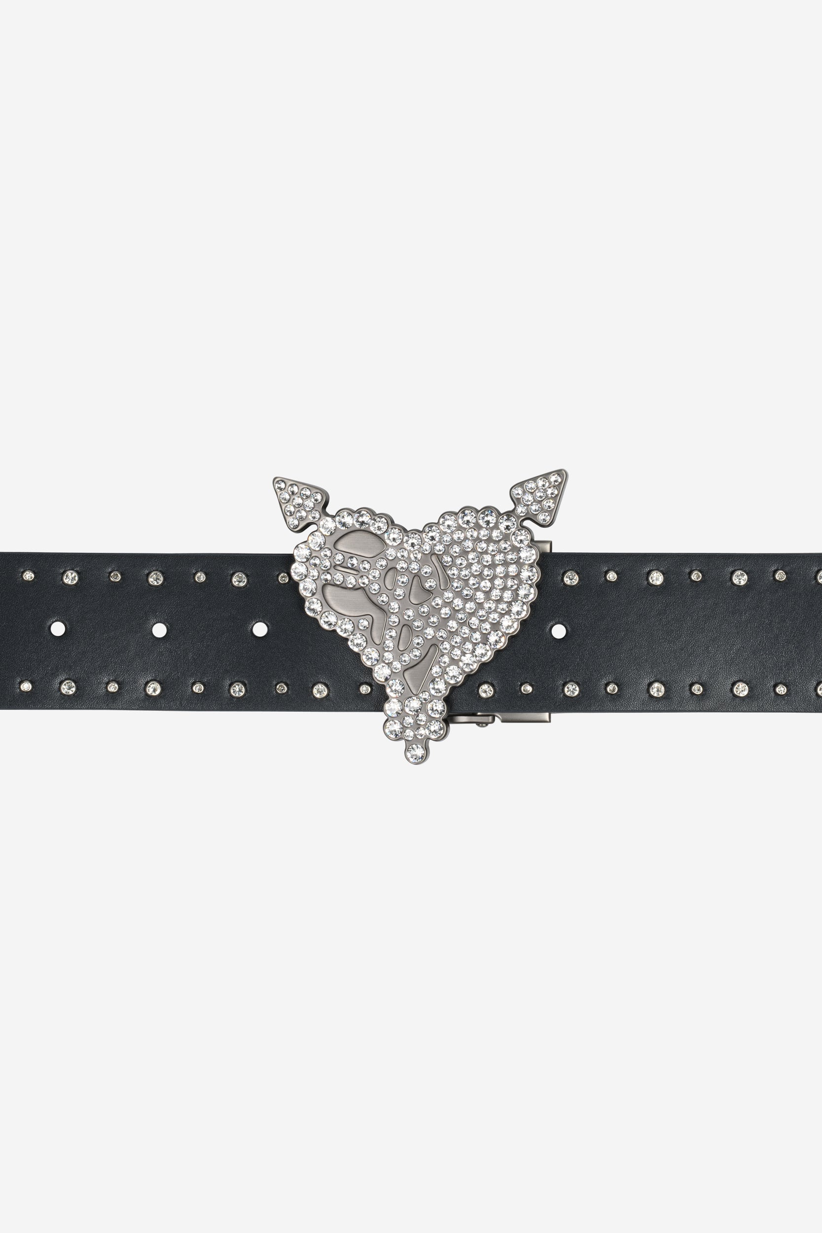 RHINTESTONE HEART BELT DARK GREY