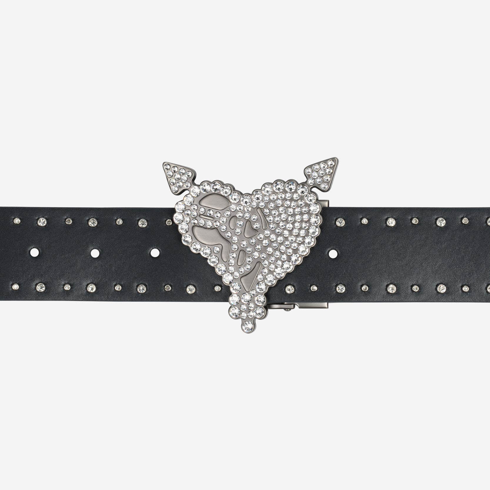 RHINTESTONE HEART BELT DARK GRAY