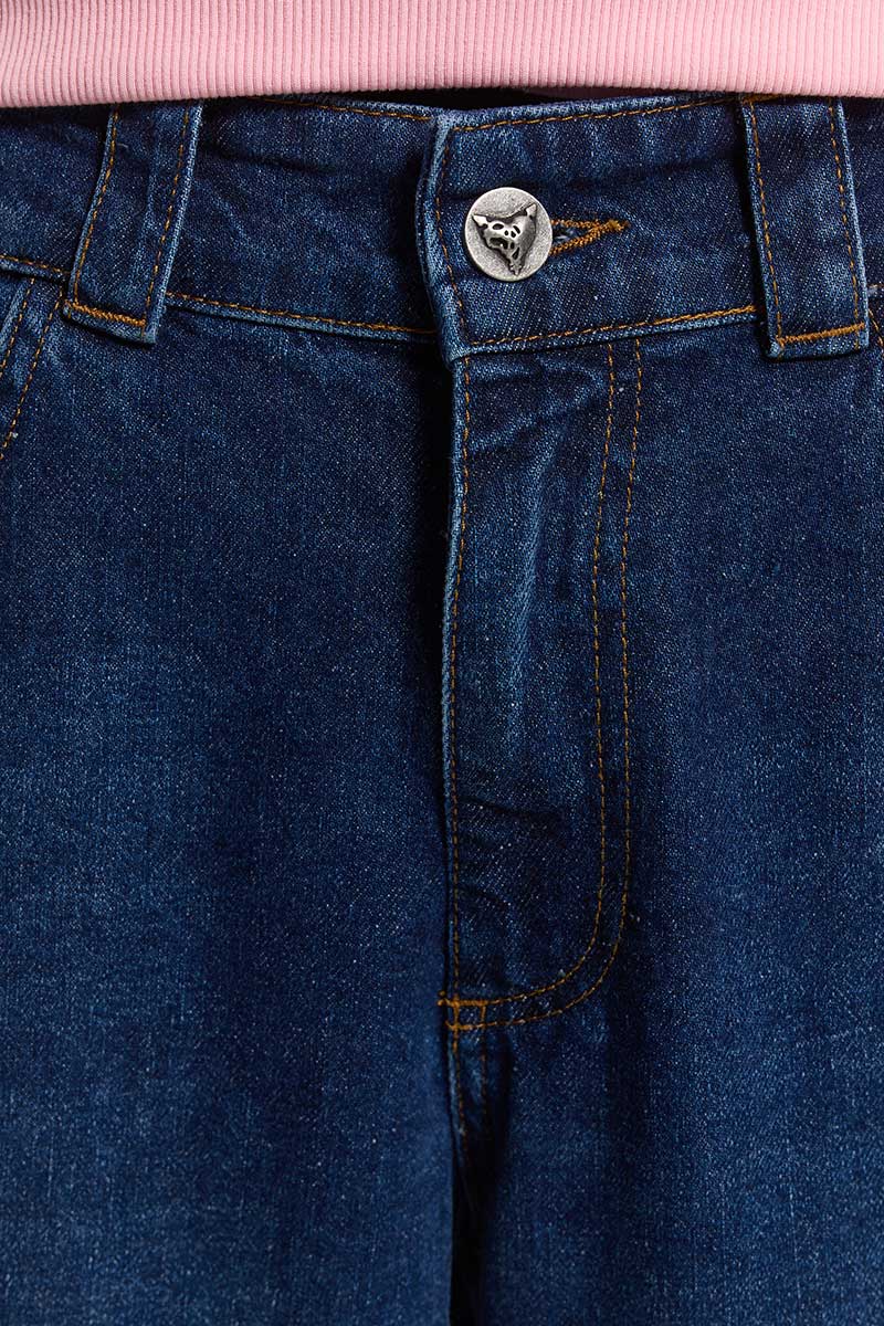 DISTINCTIVE BAGGY DENIM DARK BLUE WASHED