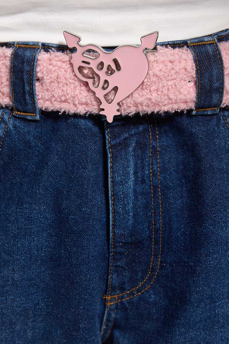 HEART LOGO FLEECE BELT PINK