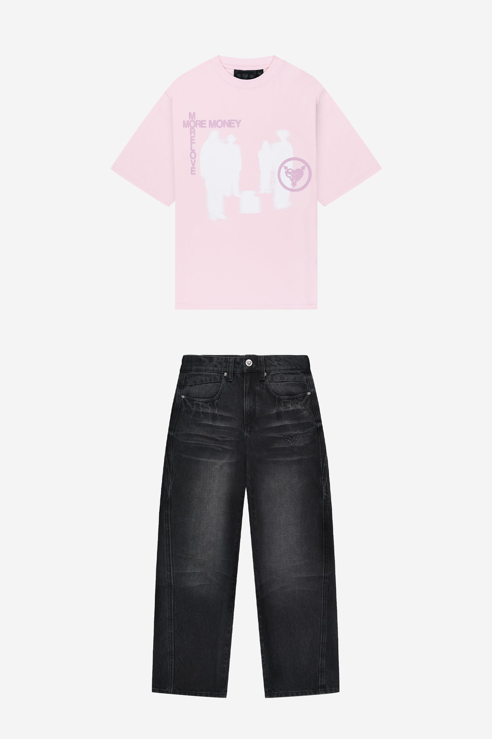 LOST BOND TEE LIGHT PINK + DISTINCTIVE DENIM BLACK