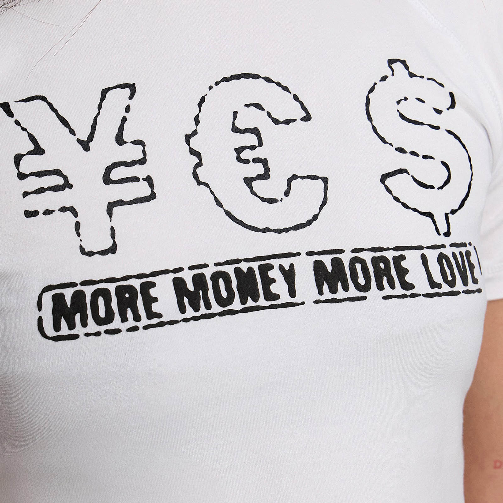 MORE MONEY YES CROP TOP WHITE