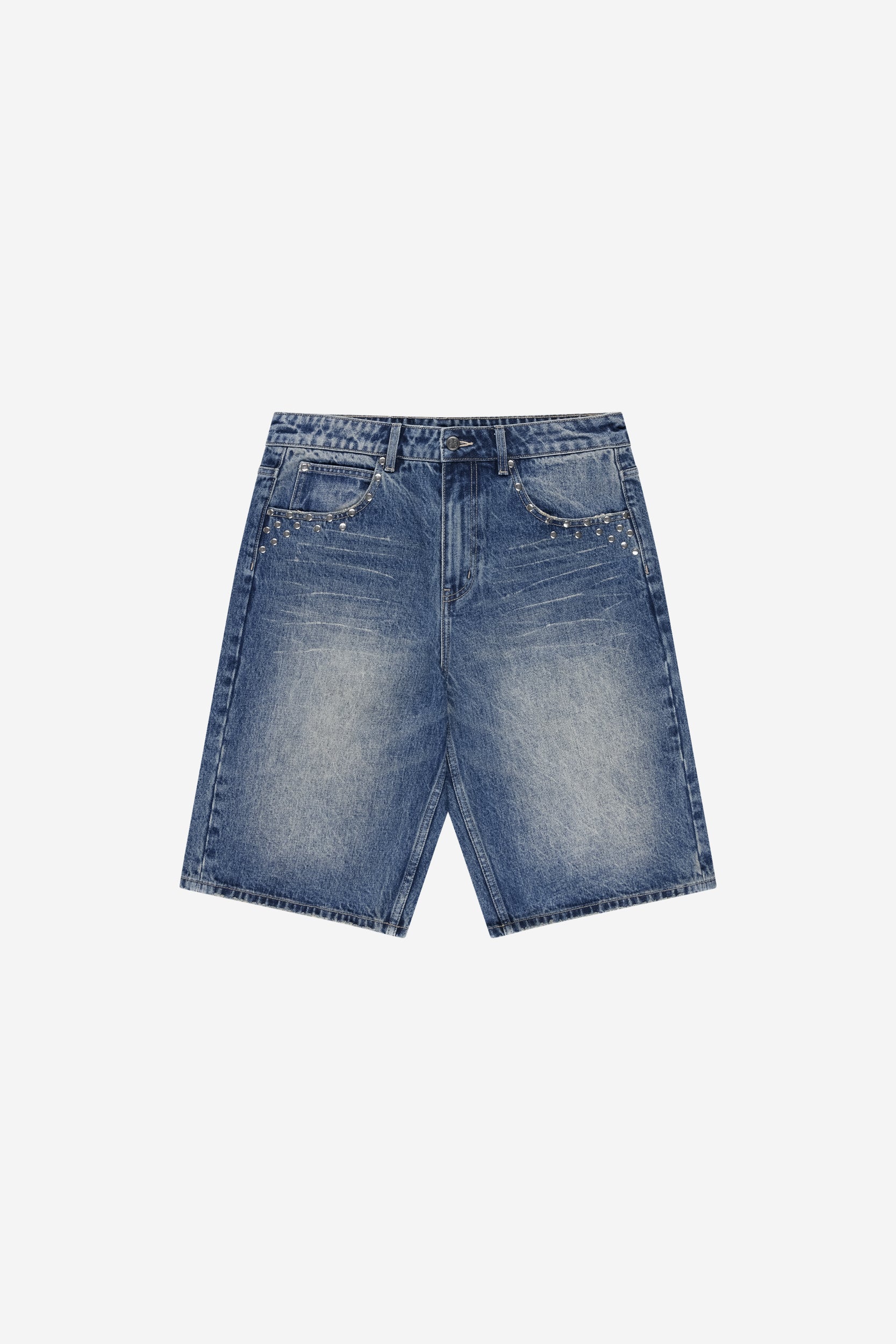 TOUCHDOWN MESH JERSEY WHITE/CAMO + STUDDED JORTS WASHED BLUE