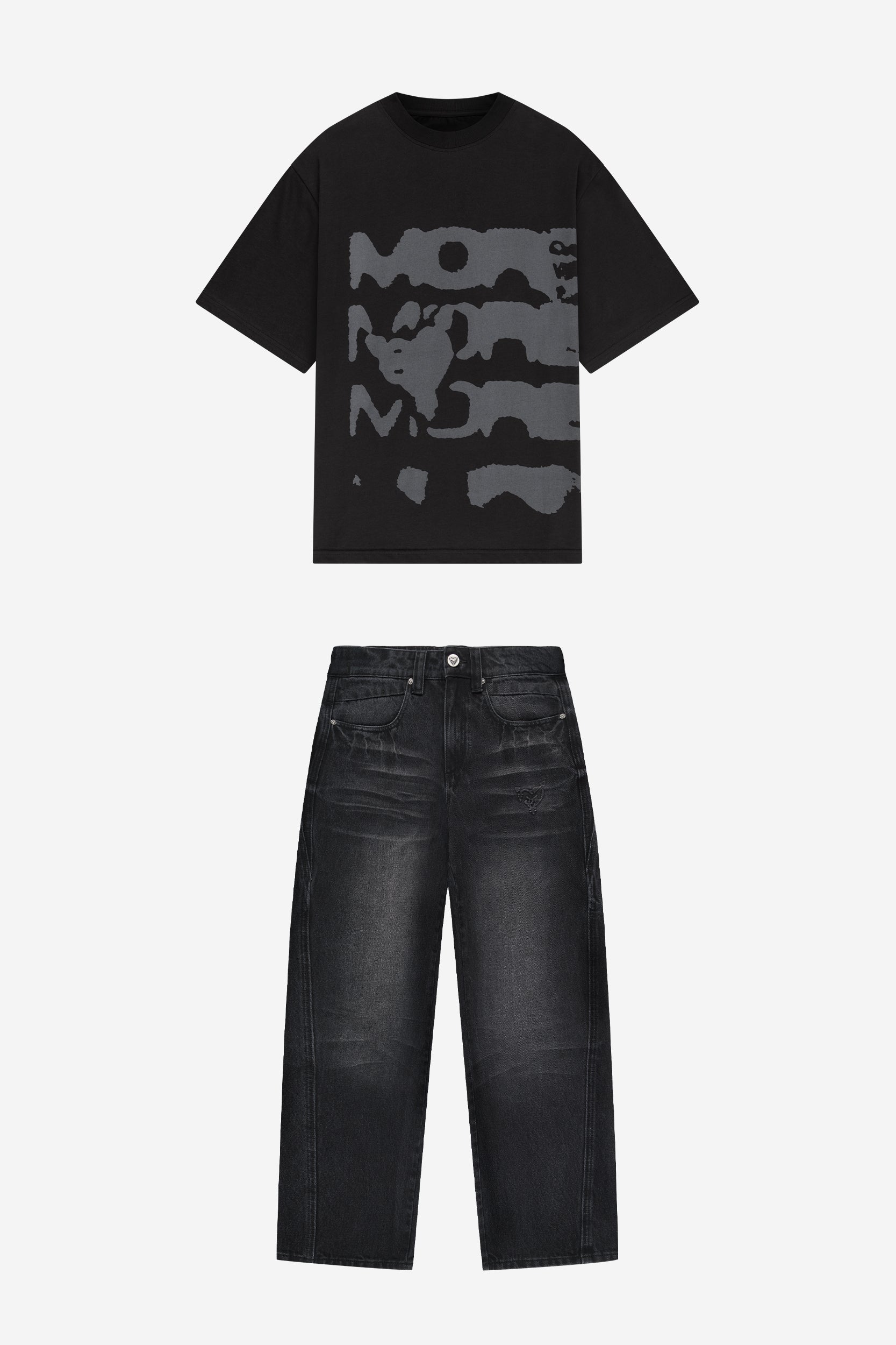 RADIANT CASH TEE ALL BLACK + DISTINCTIVE DENIM BLACK