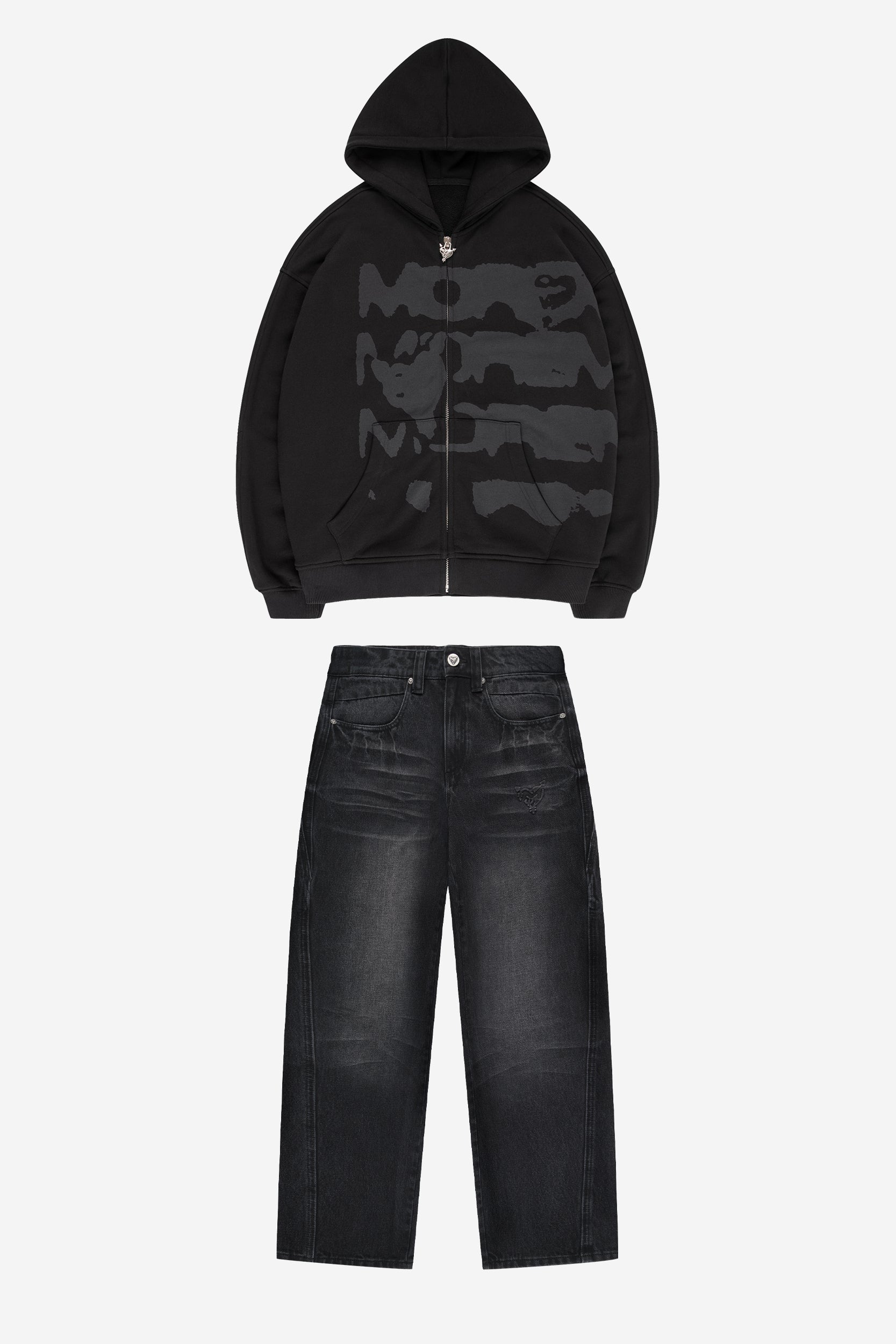 RADIANT CASH ZIP ALL BLACK + DISTINCTIVE DENIM BLACK
