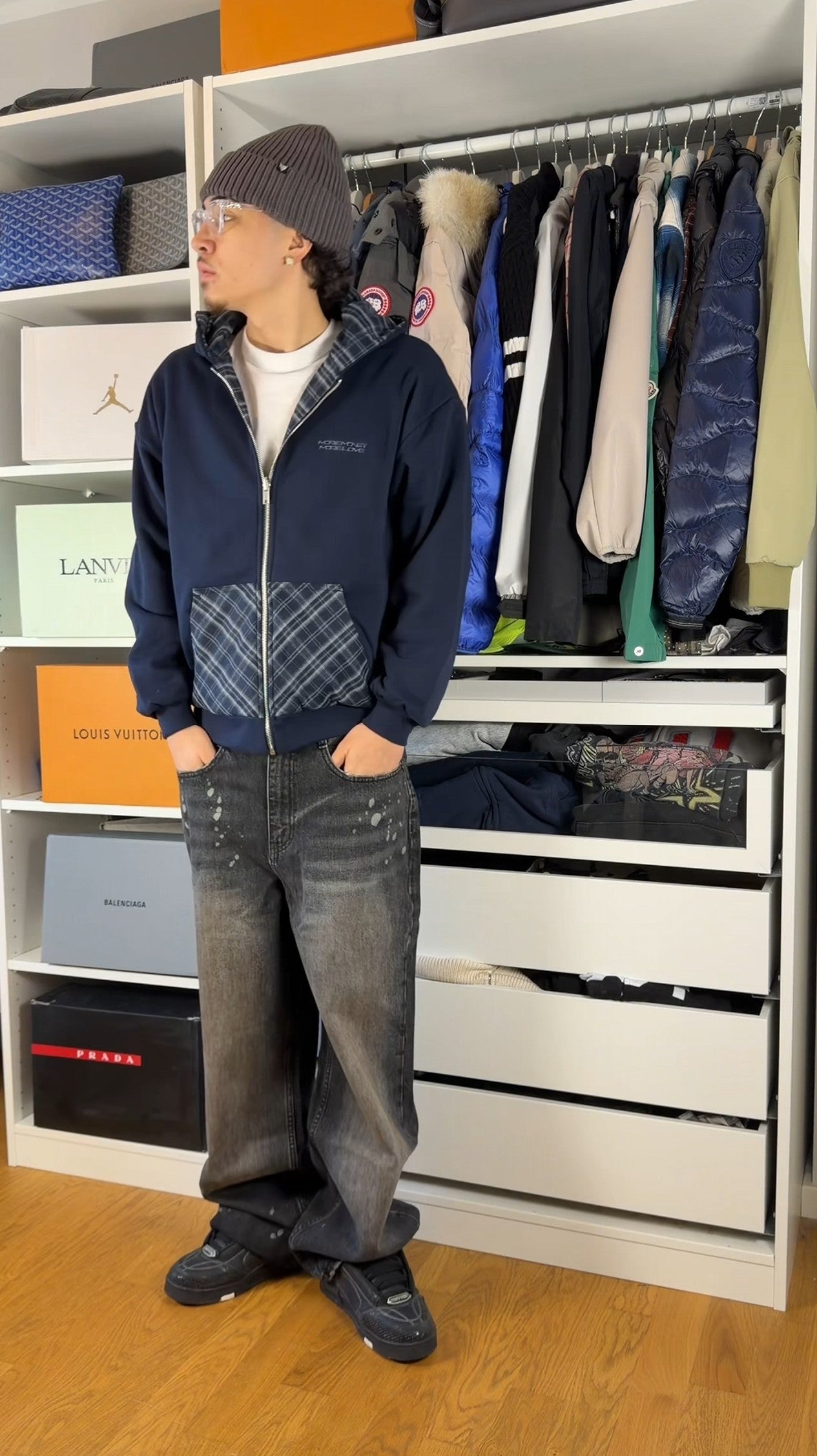 Load video: ReversiblePlaidZipNavy_UGC02