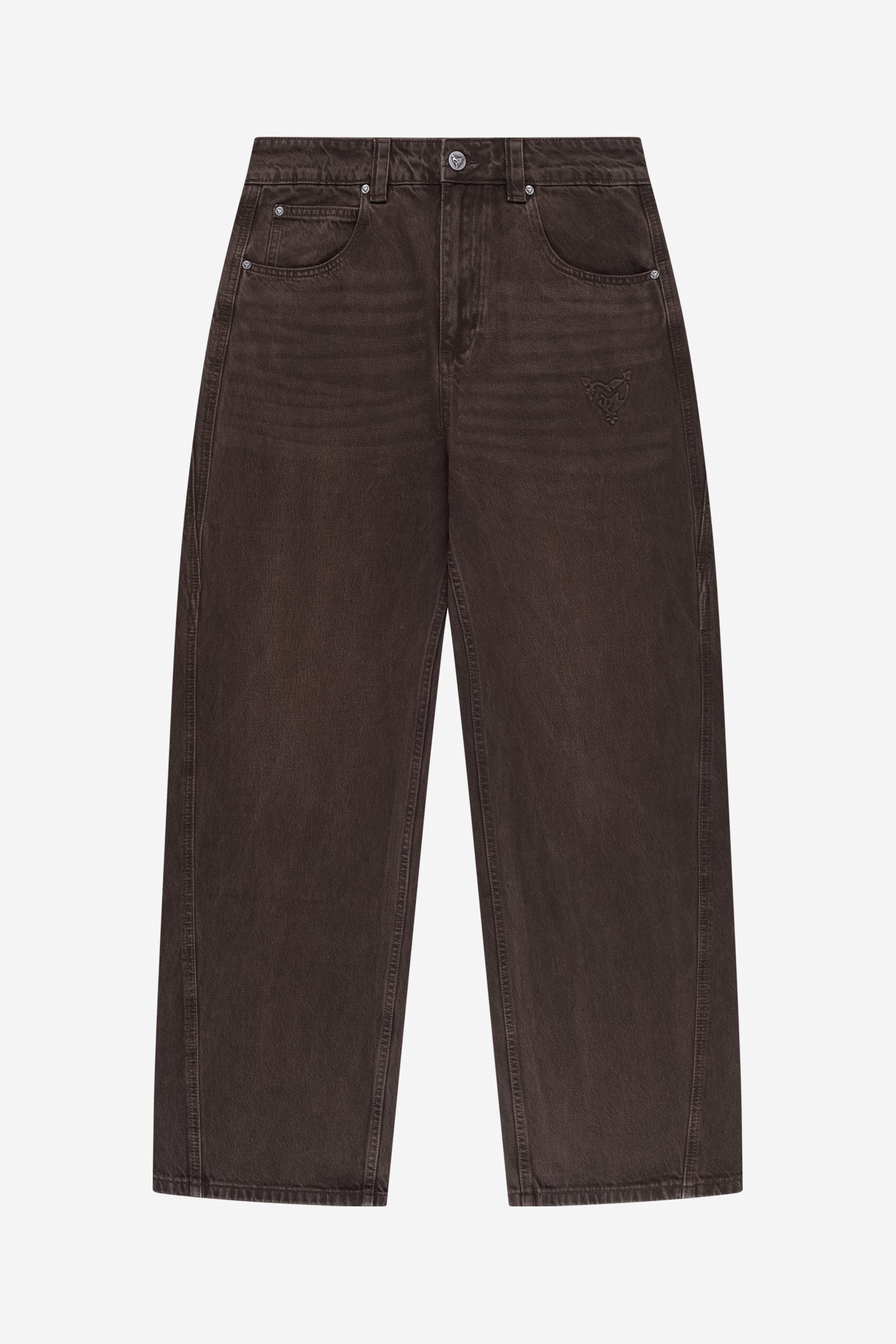 PLUS RHINESTONE FLANNEL BROWN + DISTINCTIVE BAGGY DENIM BROWN
