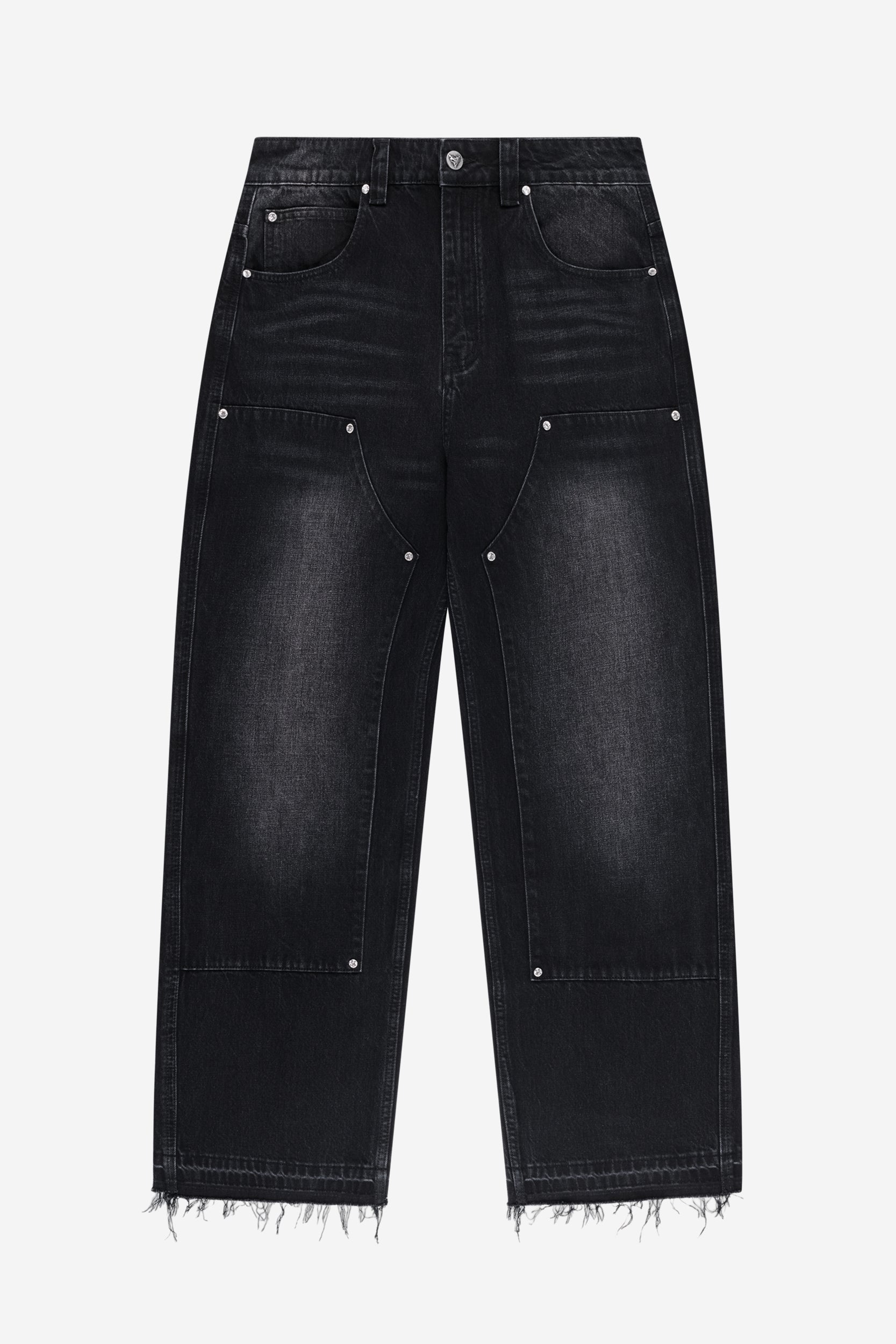 RADIANT CASH ZIP ALL BLACK + RHINESTONE CARPENTER DENIM BLACK