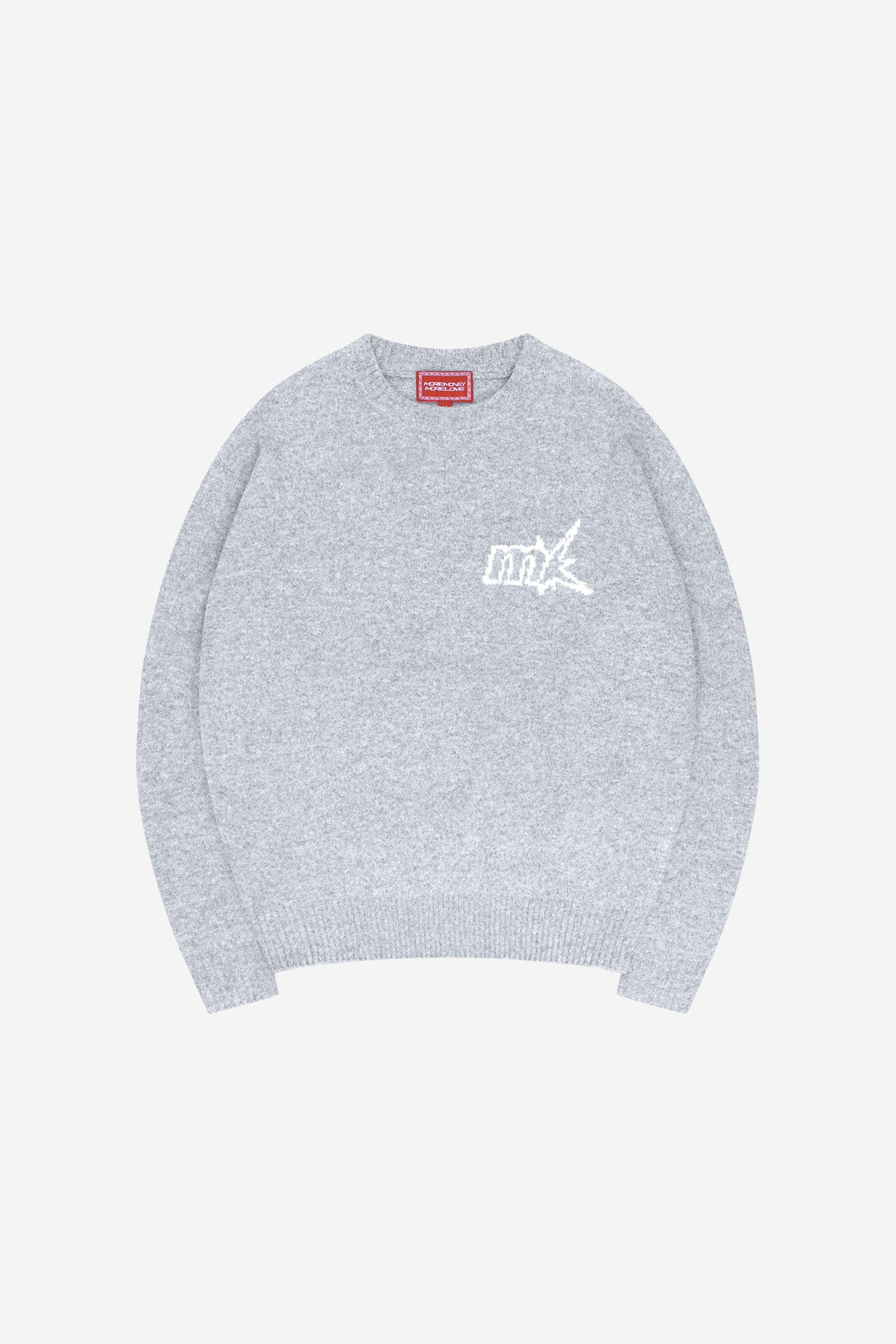 FUZZY KNIT SWEATER GREY MELANGE