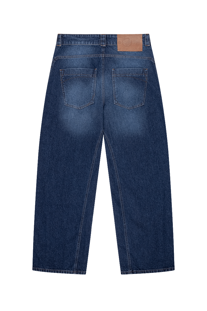 DISTINCTIVE BAGGY DENIM DARK BLUE WASHED