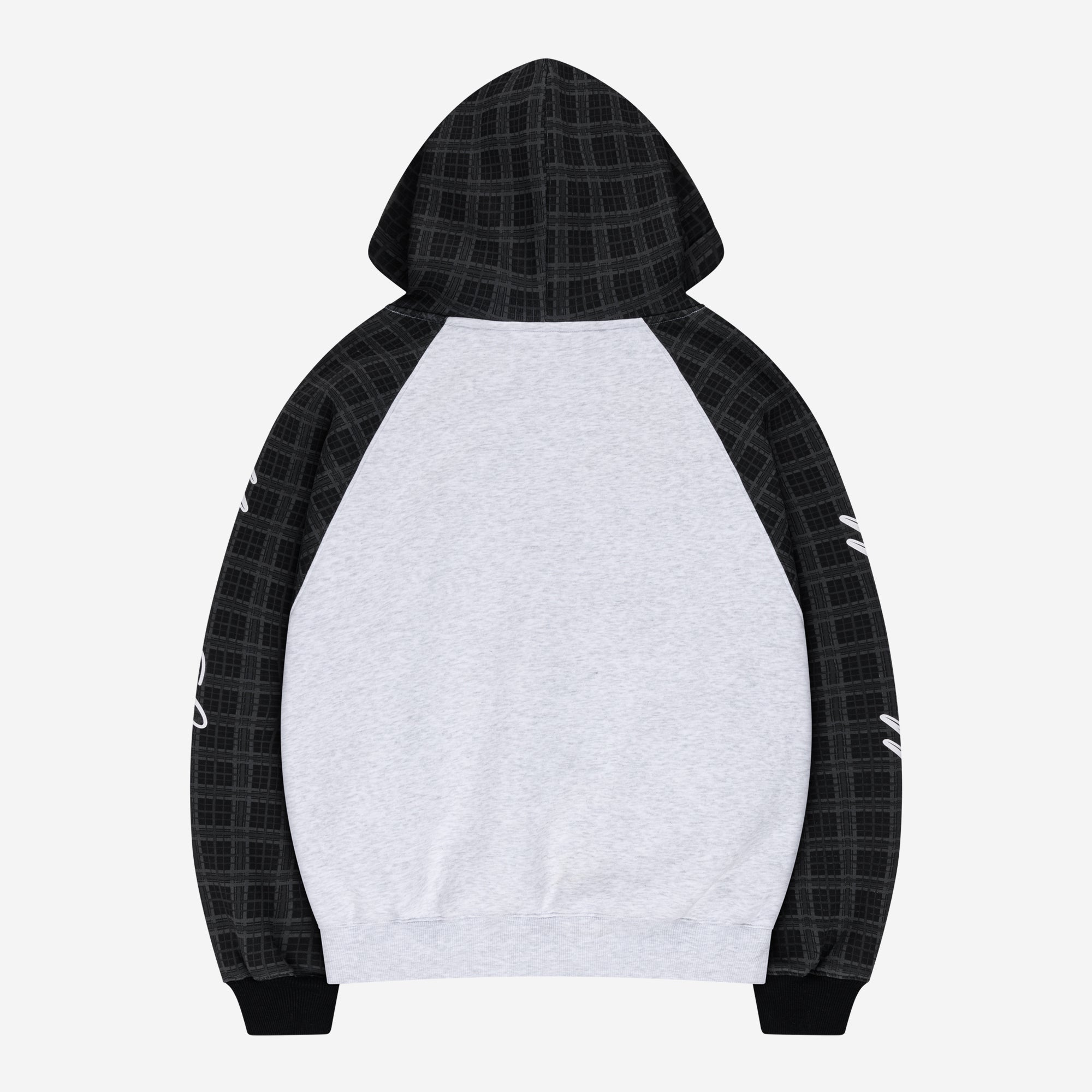PLAID SCRIPT RAGLAN HOODIE BLACK