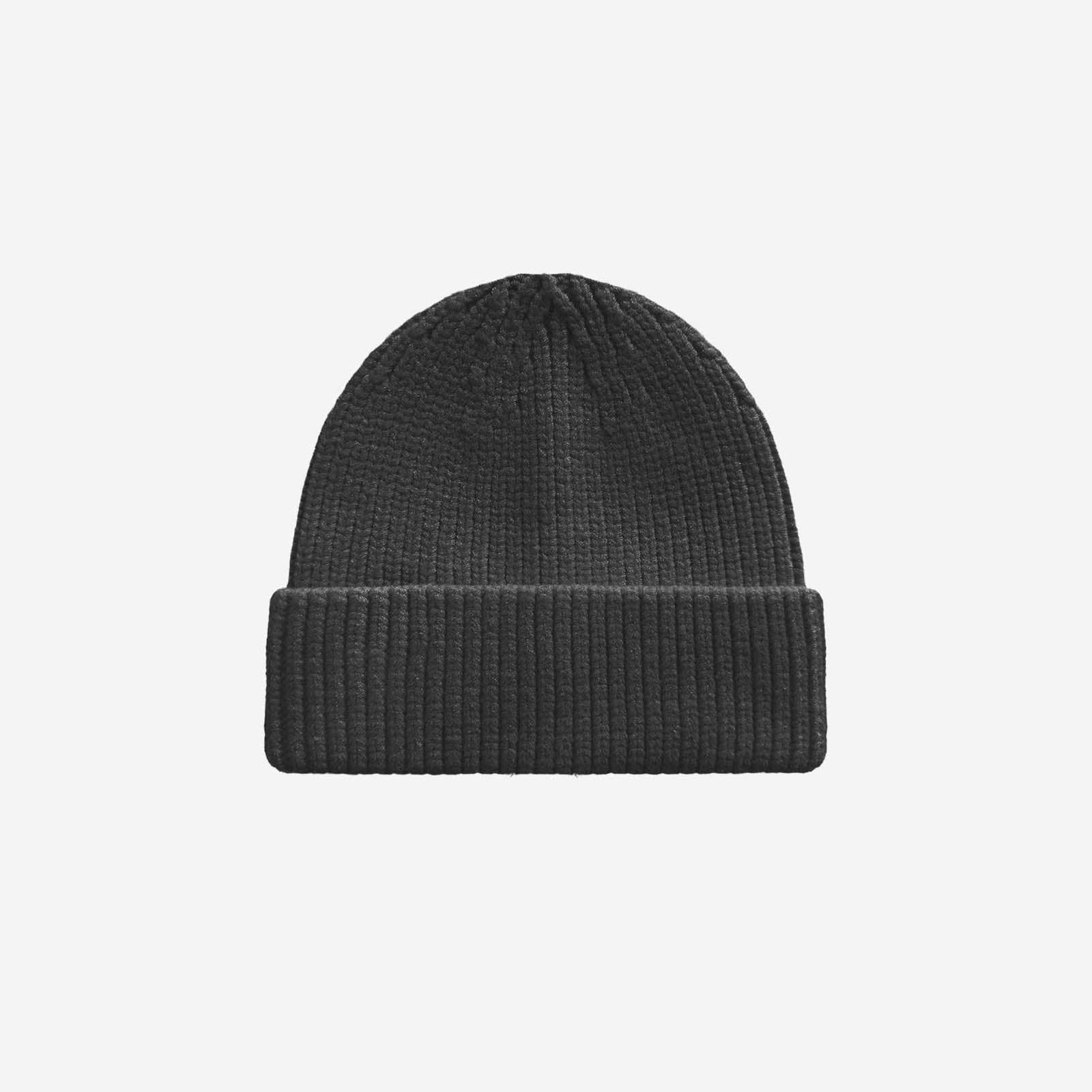 RIB KNIT BEANIE DARK GREY