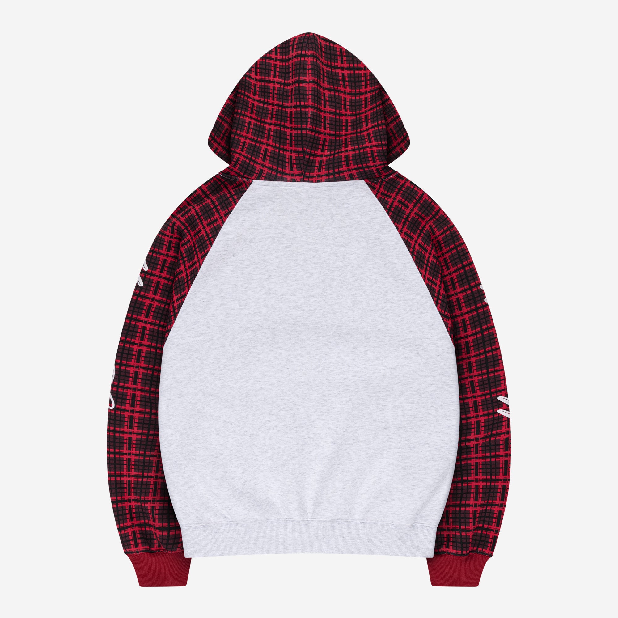 PLAID SCRIPT RAGLAN HOODIE BORDEAUX