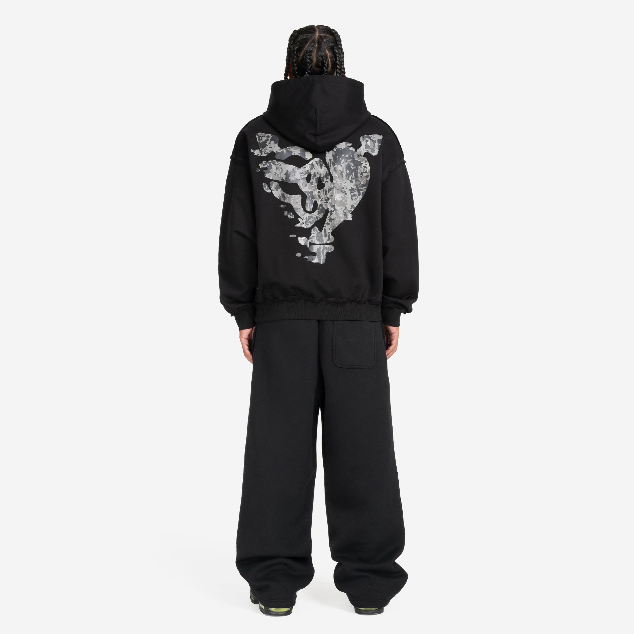 MONEY CALLING FLATLOCK HOODIE BLACK