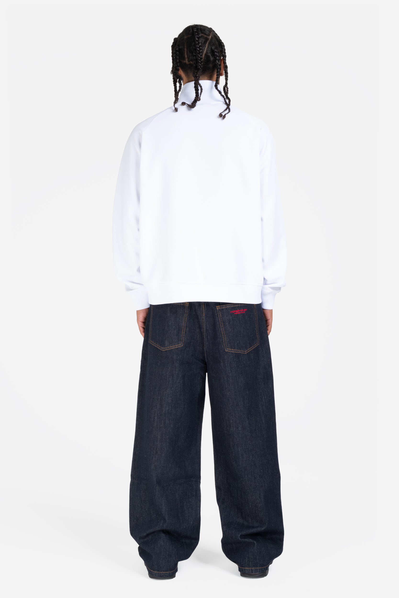 STRIPED TRACK JACKET WHITE + DA BAGGY DENIM RAW