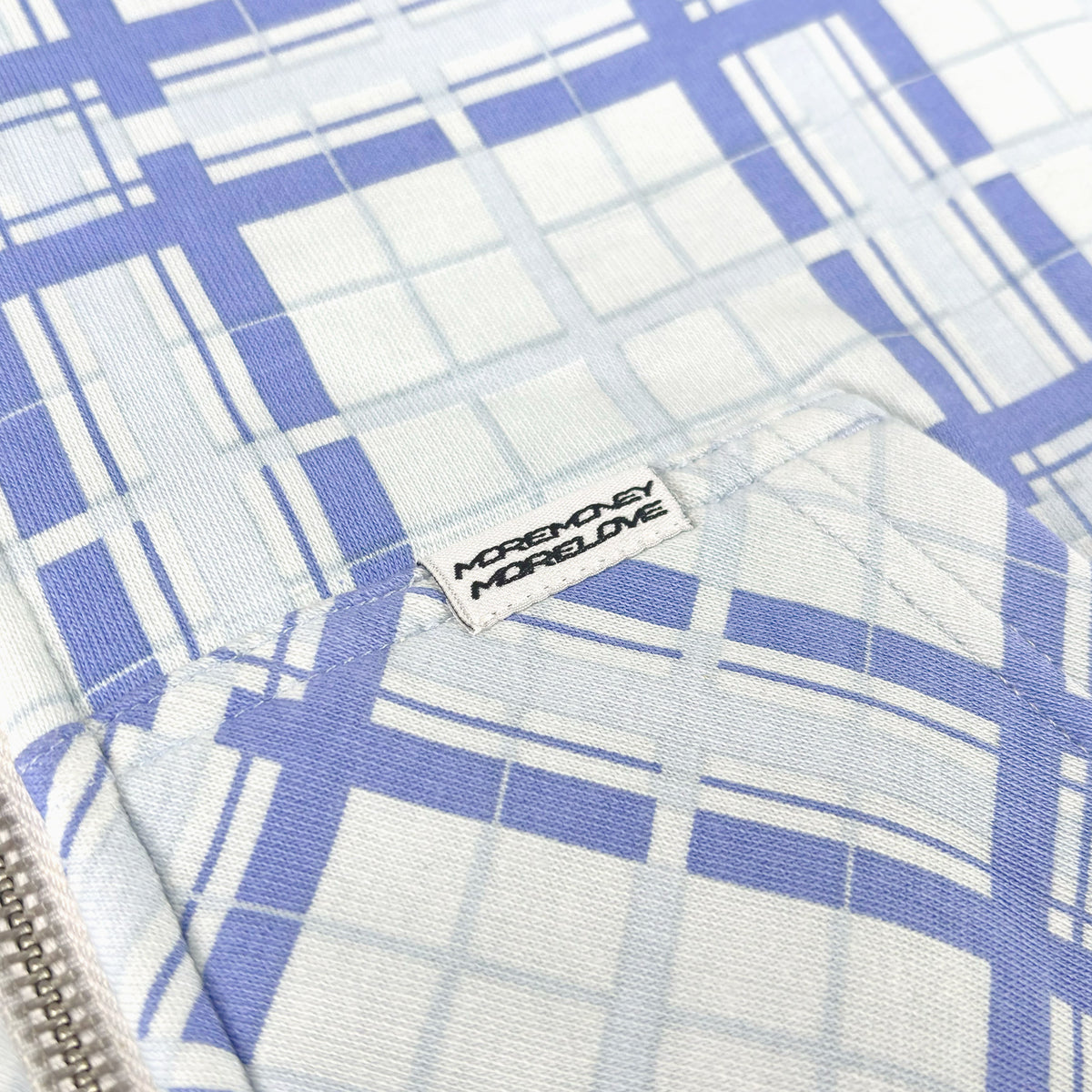 REVERSIBLE PLAID ZIP HOODIE AIR BLUE
