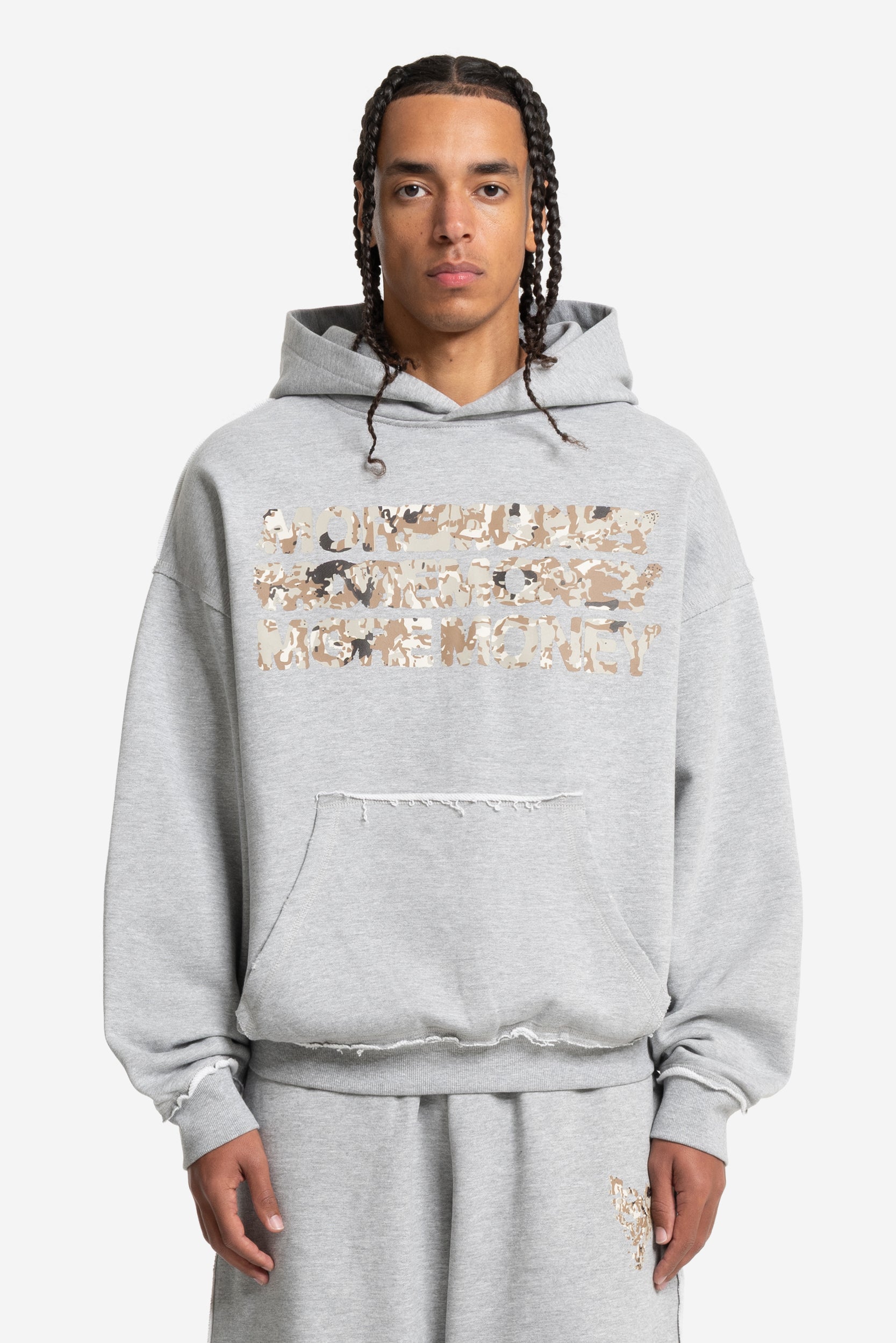 MONEY CALLING FLATLOOK HOODIE GREY MELANGE