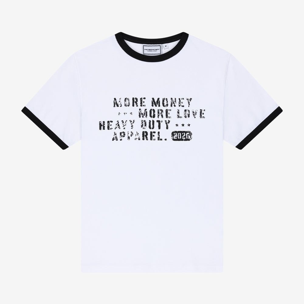 HEAVY DUTY TEE WHITE + BASE DENIM LIGHT GREY