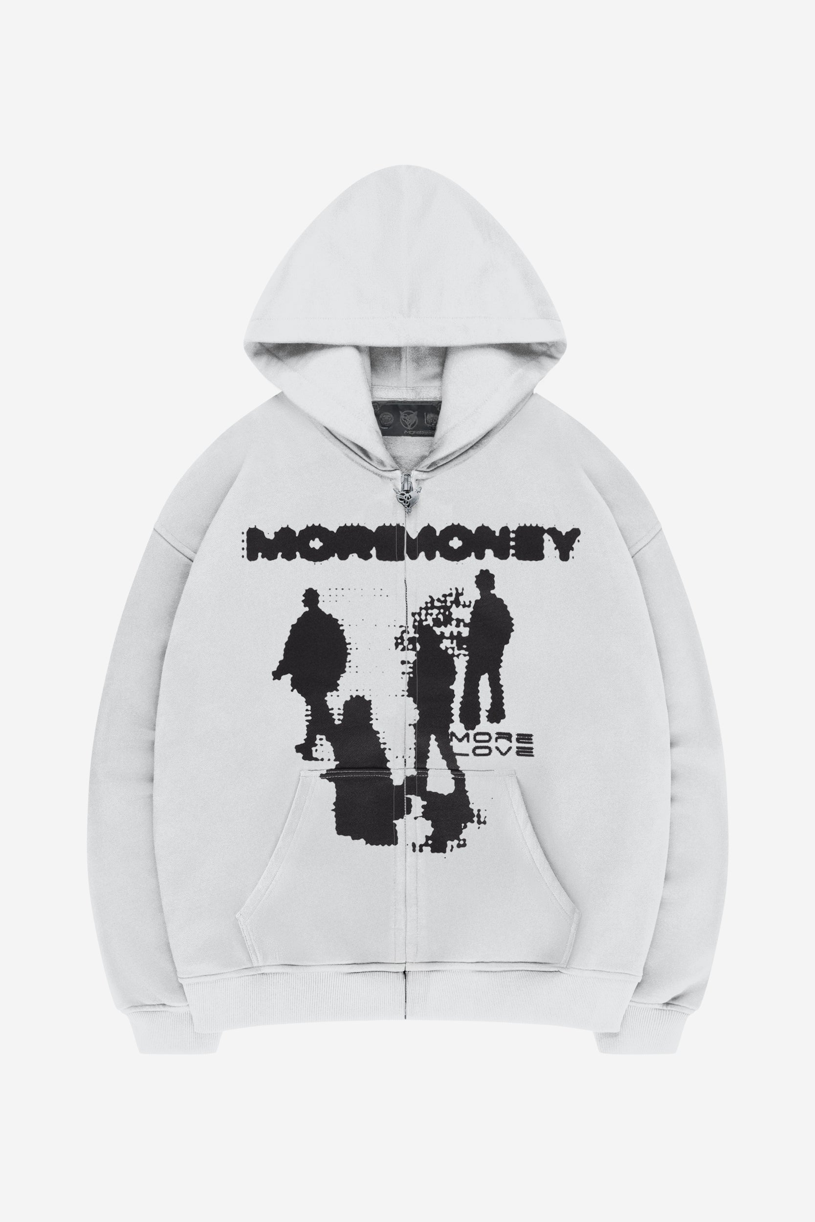 More Money More Love Connectivity Zip Hoodie in Grey