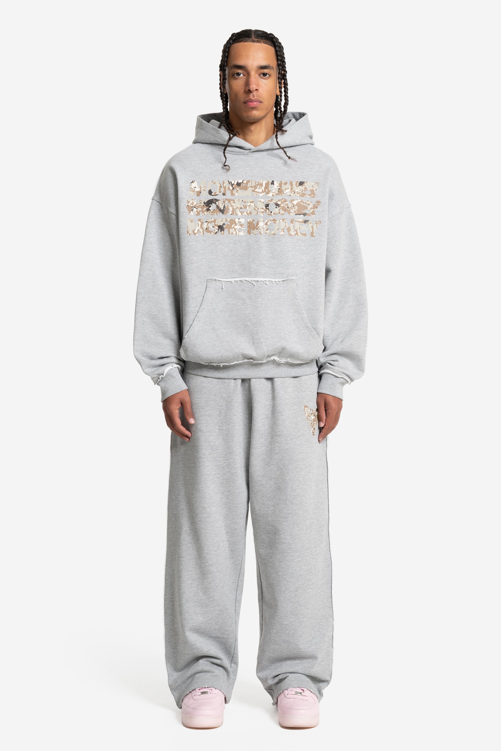 MONEY CALLING FLATLOOK HOODIE GREY MELANGE