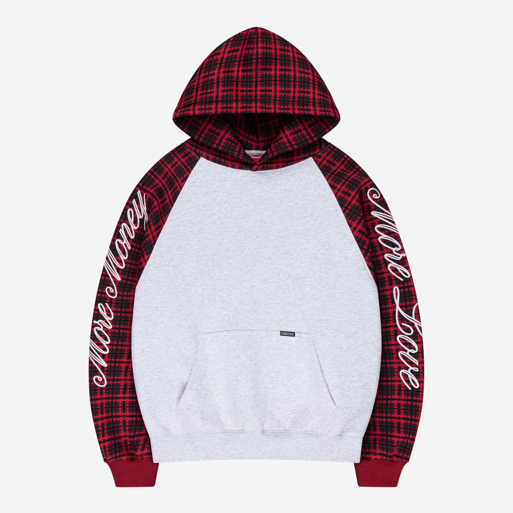 PLAID SCRIPT RAGLAN HOODIE BORDEAUX