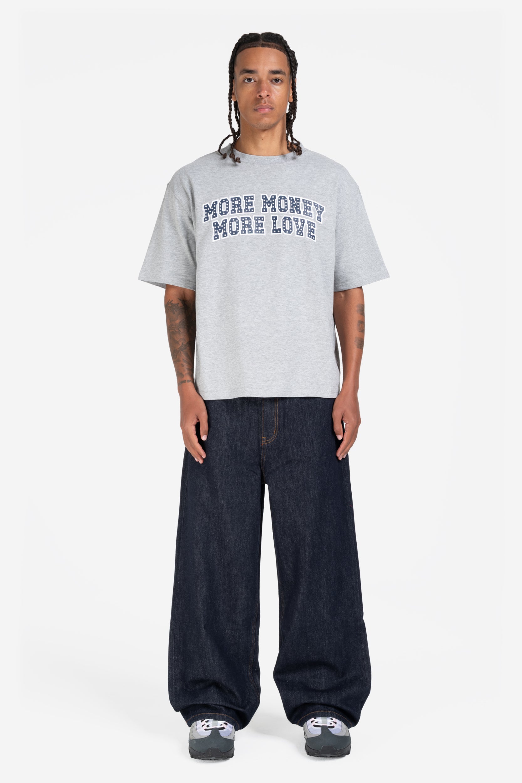MORE MONEY STUDS TEE GREY MELANGE