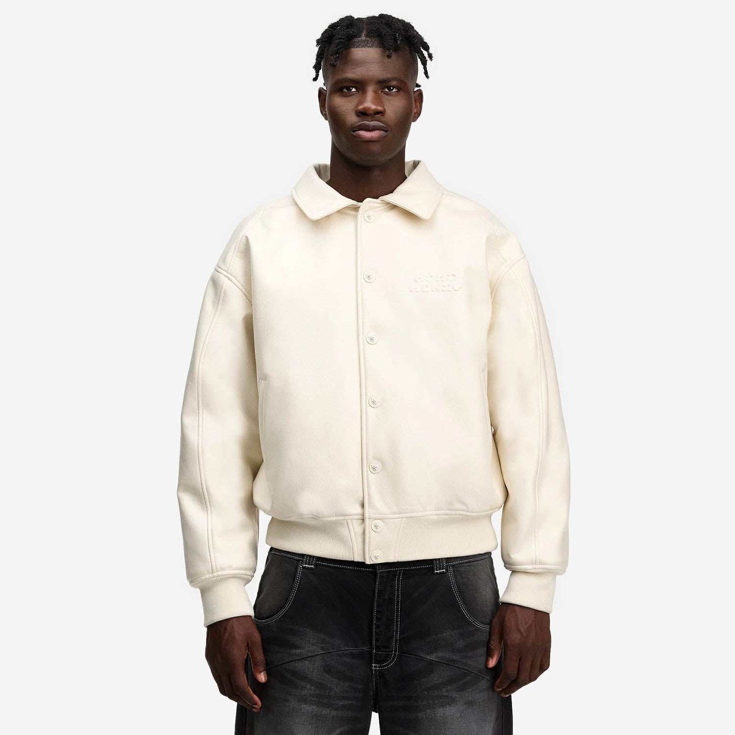 HEAVY HEART LEATHER JACKET WHITE