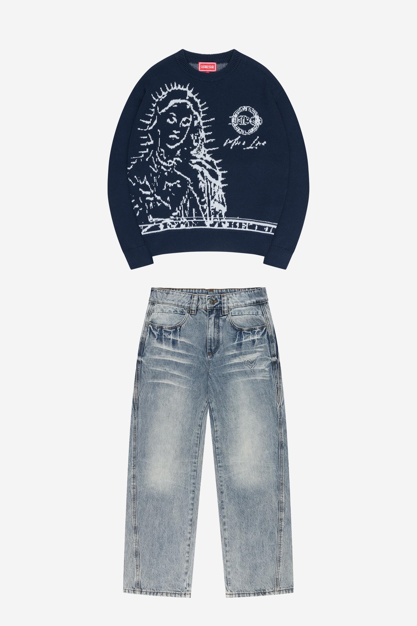 MORE BLESSINGS KNIT NAVY + DISTINCTIVE DENIM WASHED BLUE