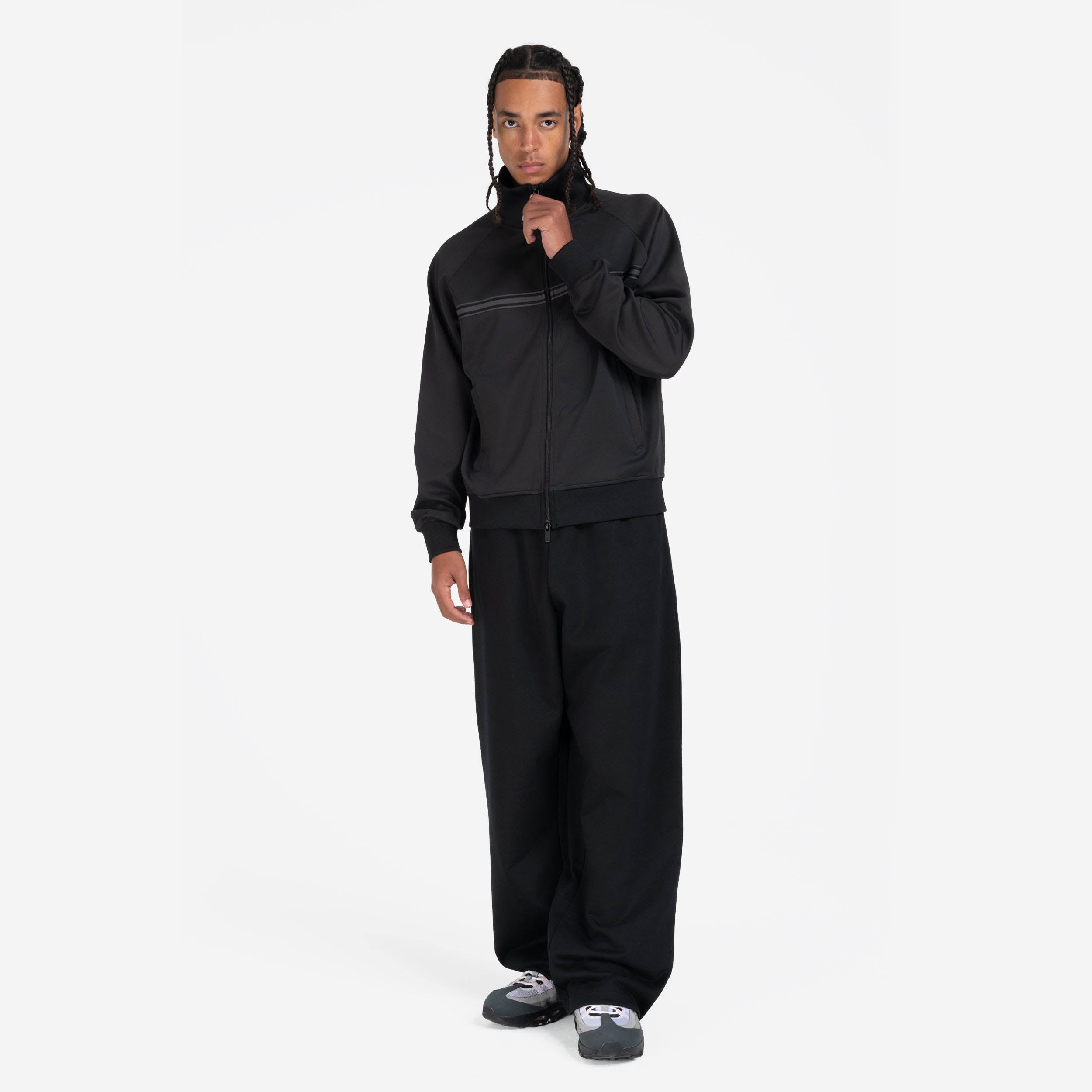 STRIPED TRACK JACKET BLACK