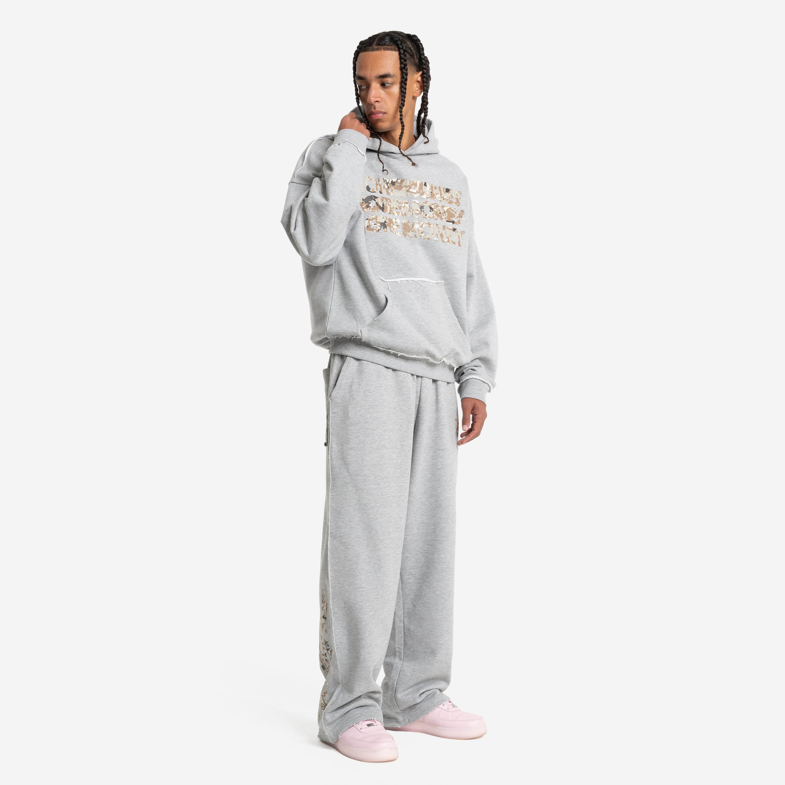 MONEY CALLING FLATLOOK HOODIE GREY MELANGE
